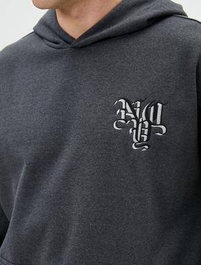 Slogan Baskılı Hoodie Rahat Kesim Kanguru Cepli_4