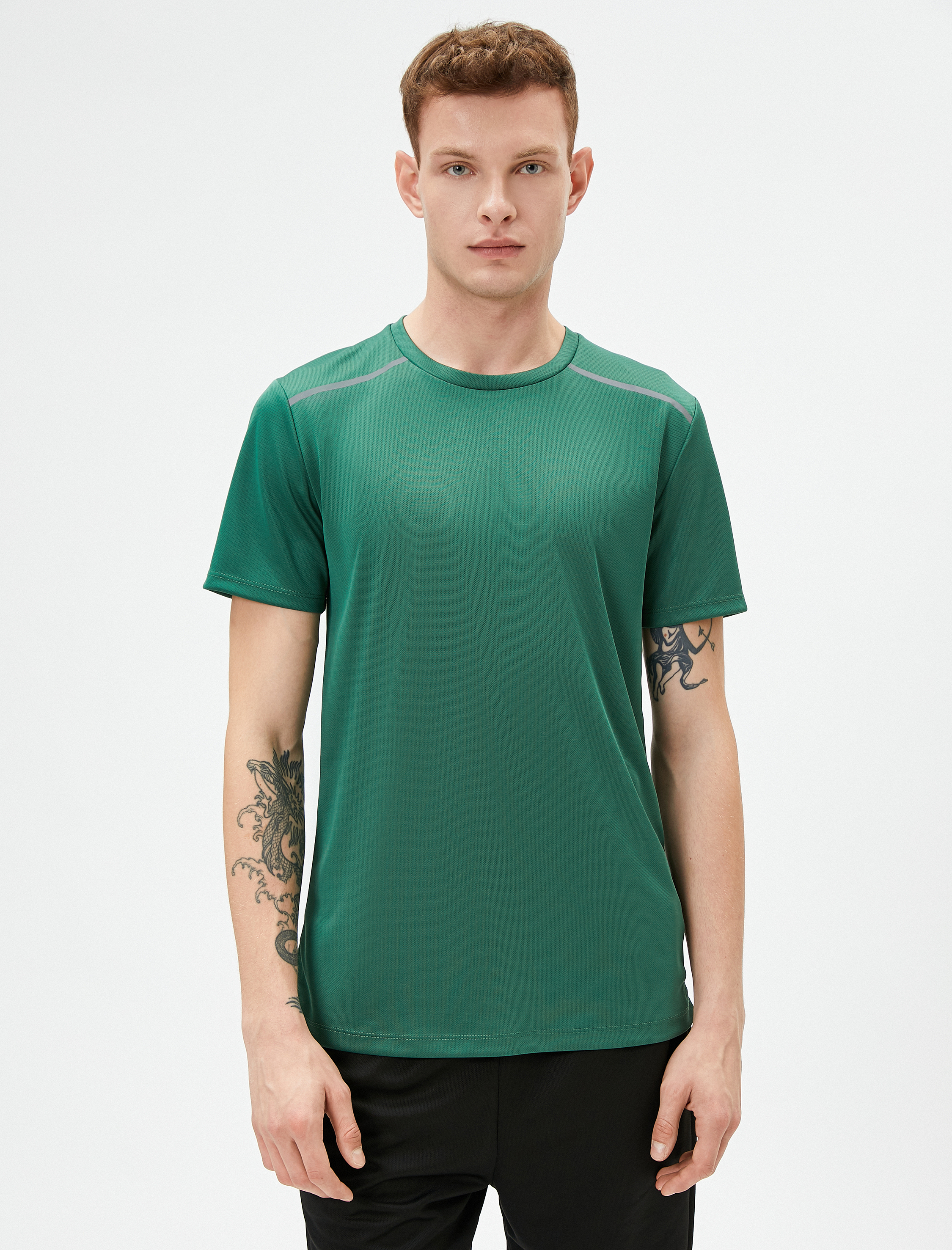   Spor Tişört Reflektör Baskılı Bisiklet Yaka Kısa Kollu