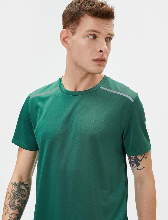  Spor Tişört Reflektör Baskılı Bisiklet Yaka Kısa Kollu