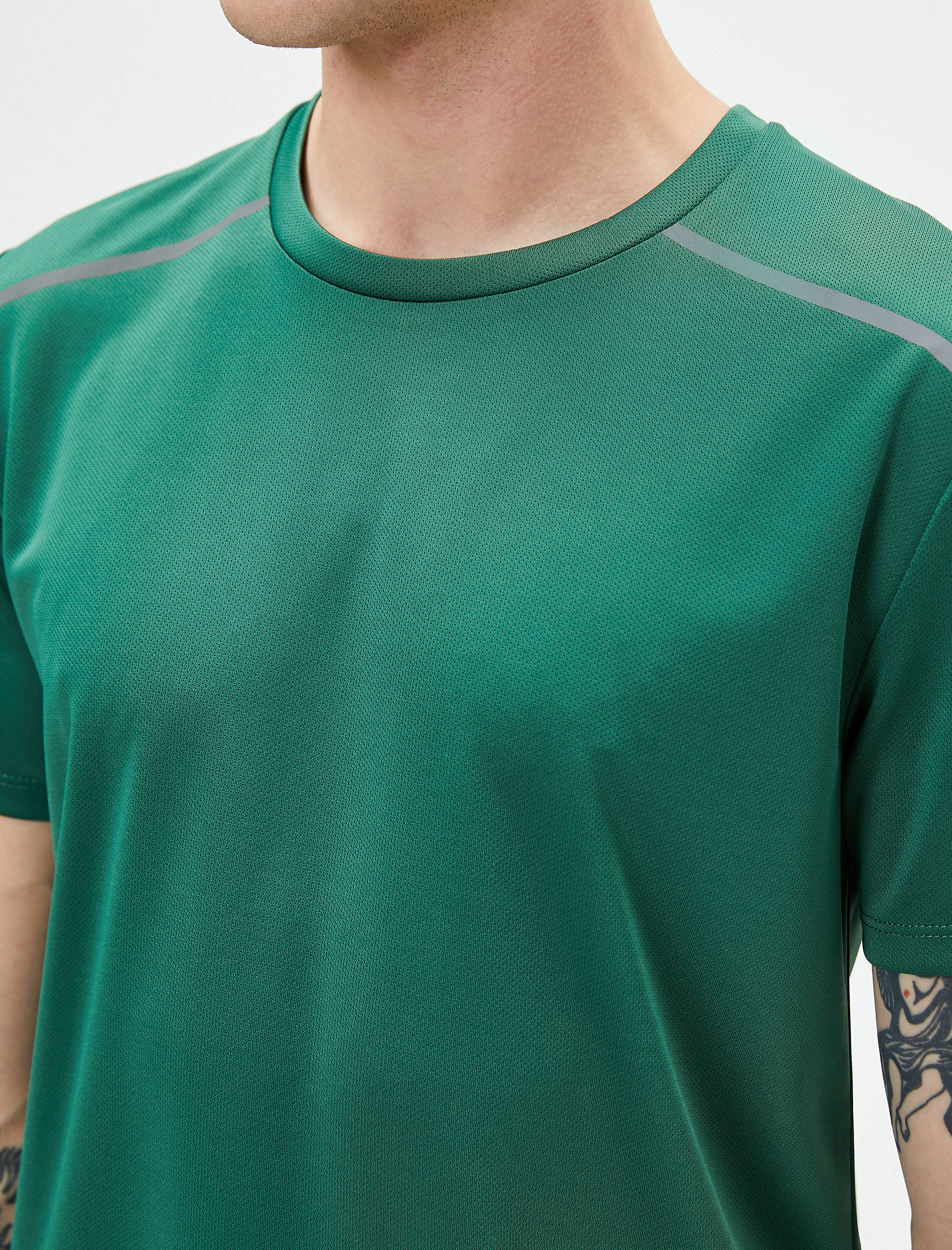   Spor Tişört Reflektör Baskılı Bisiklet Yaka Kısa Kollu