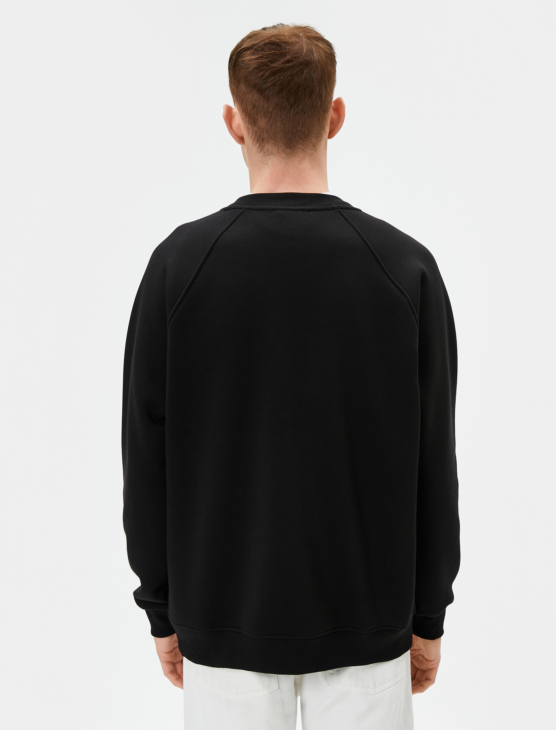   Bisiklet Yaka Sweatshirt Dikiş Detaylı Rahat Kesim Şardonlu