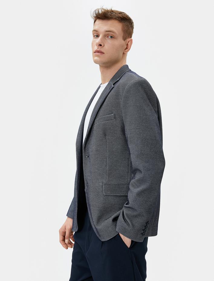  Blazer Ceket Slim Fit Düğmeli Cep Detaylı