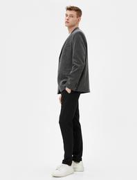 Blazer Ceket Slim Fit Düğmeli Cep Detaylı