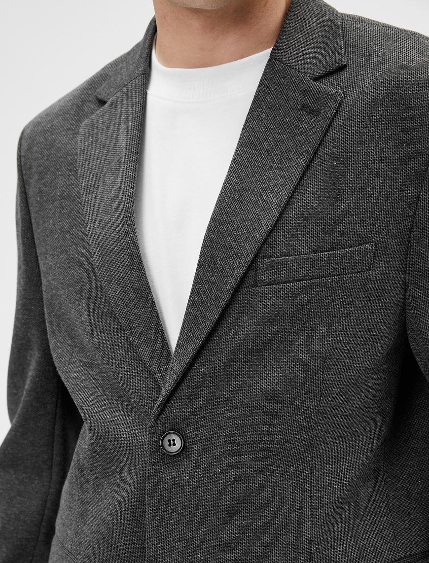   Blazer Ceket Slim Fit Düğmeli Cep Detaylı