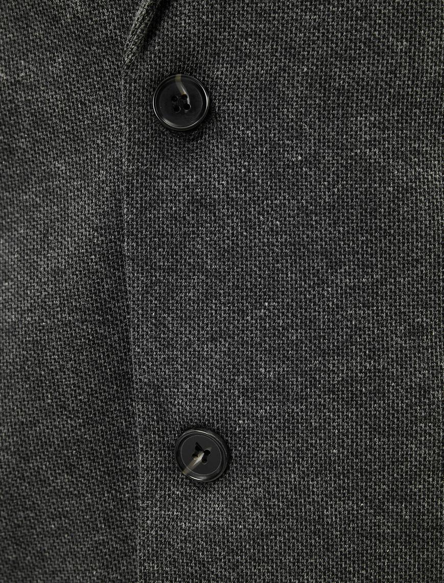   Blazer Ceket Slim Fit Düğmeli Cep Detaylı