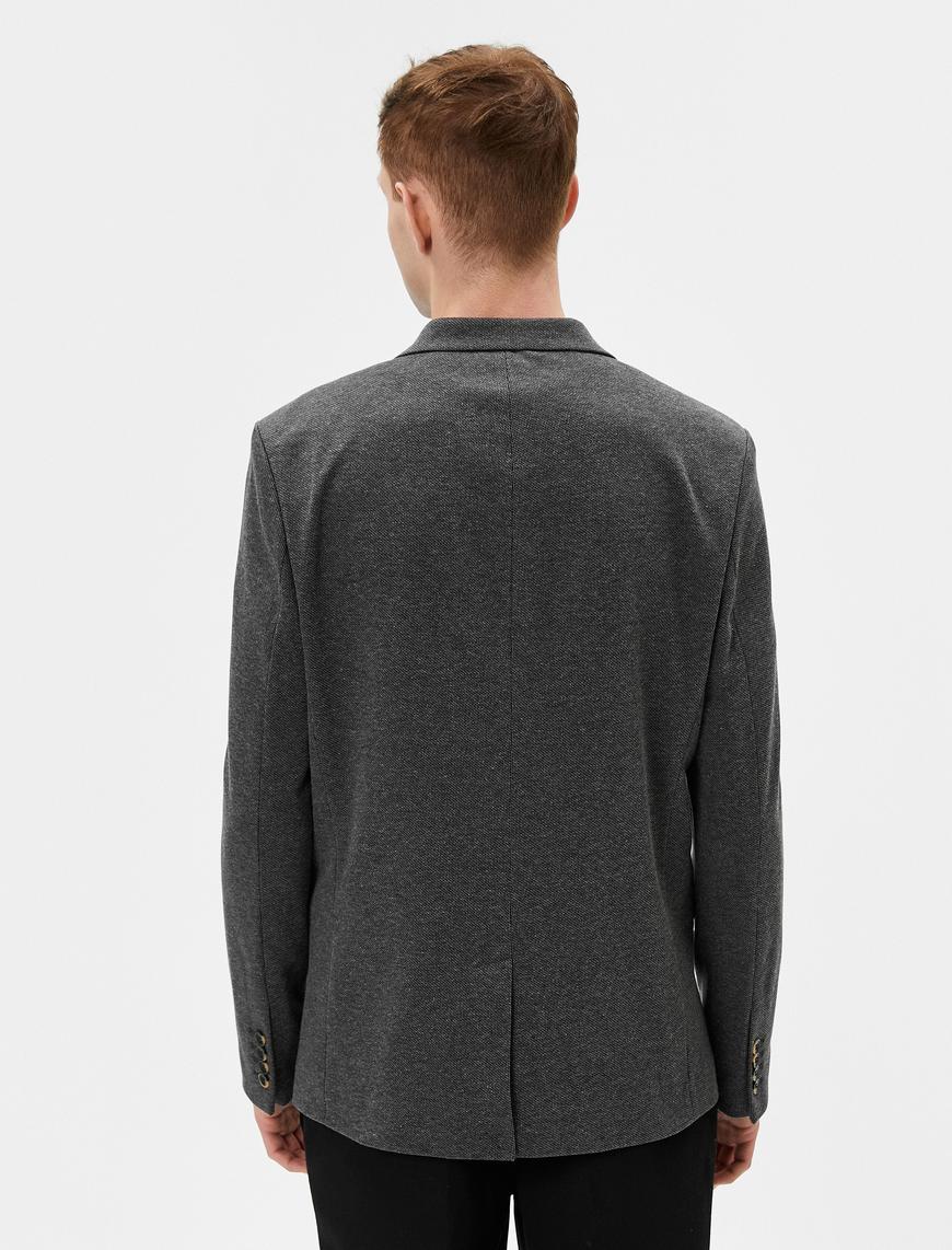   Blazer Ceket Slim Fit Düğmeli Cep Detaylı