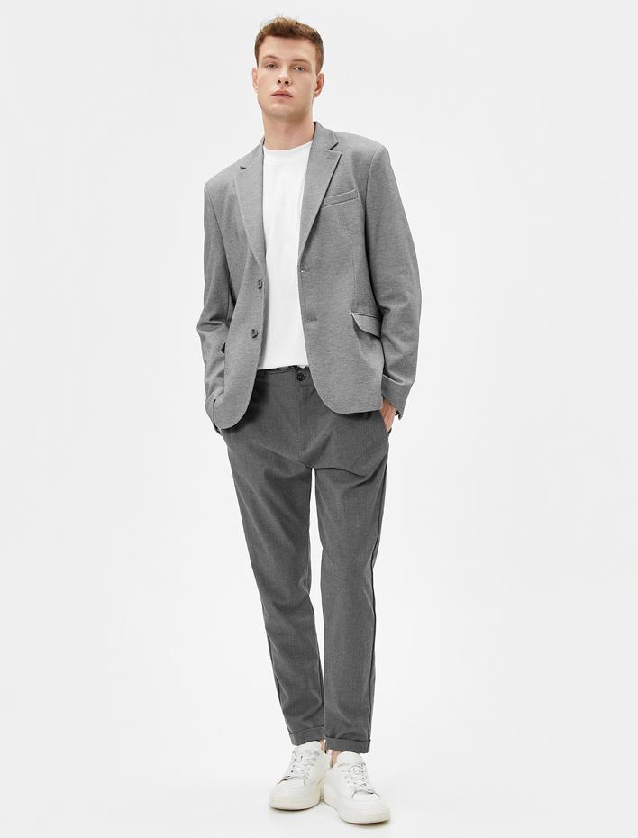  Blazer Ceket Slim Fit Düğmeli Cep Detaylı