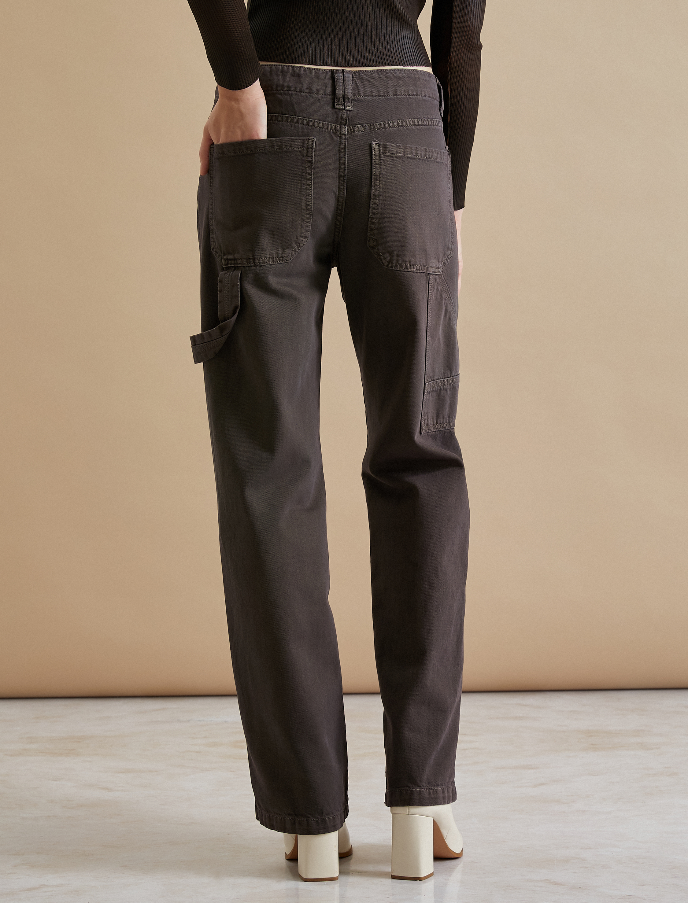   Gabardin Kumaş Düz Paça Kot Pantolon Yan Cepli Pamuklu - Eve Jeans