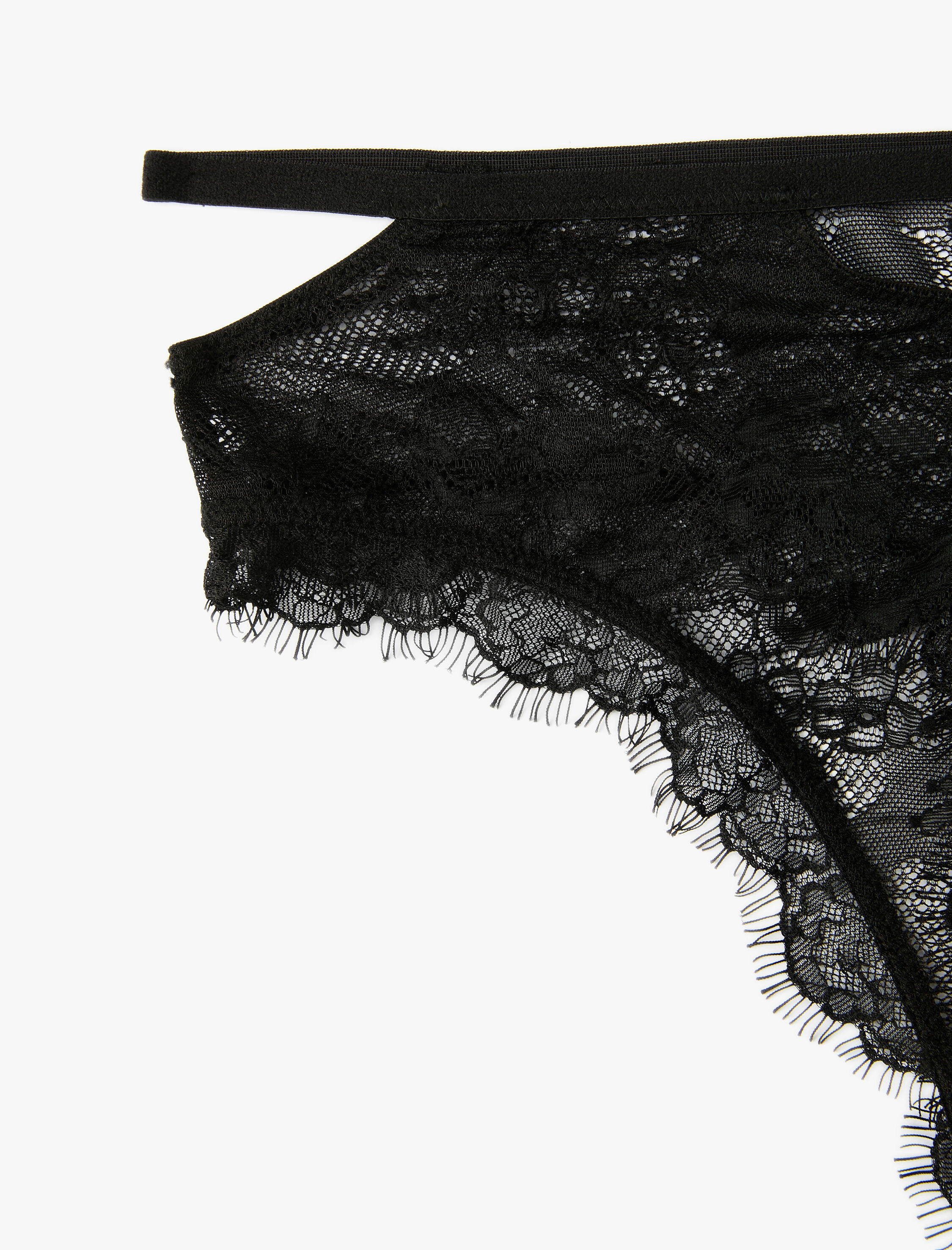   Dantelli Hipster Külot Yüksek Bel Metal Aksesuarlı