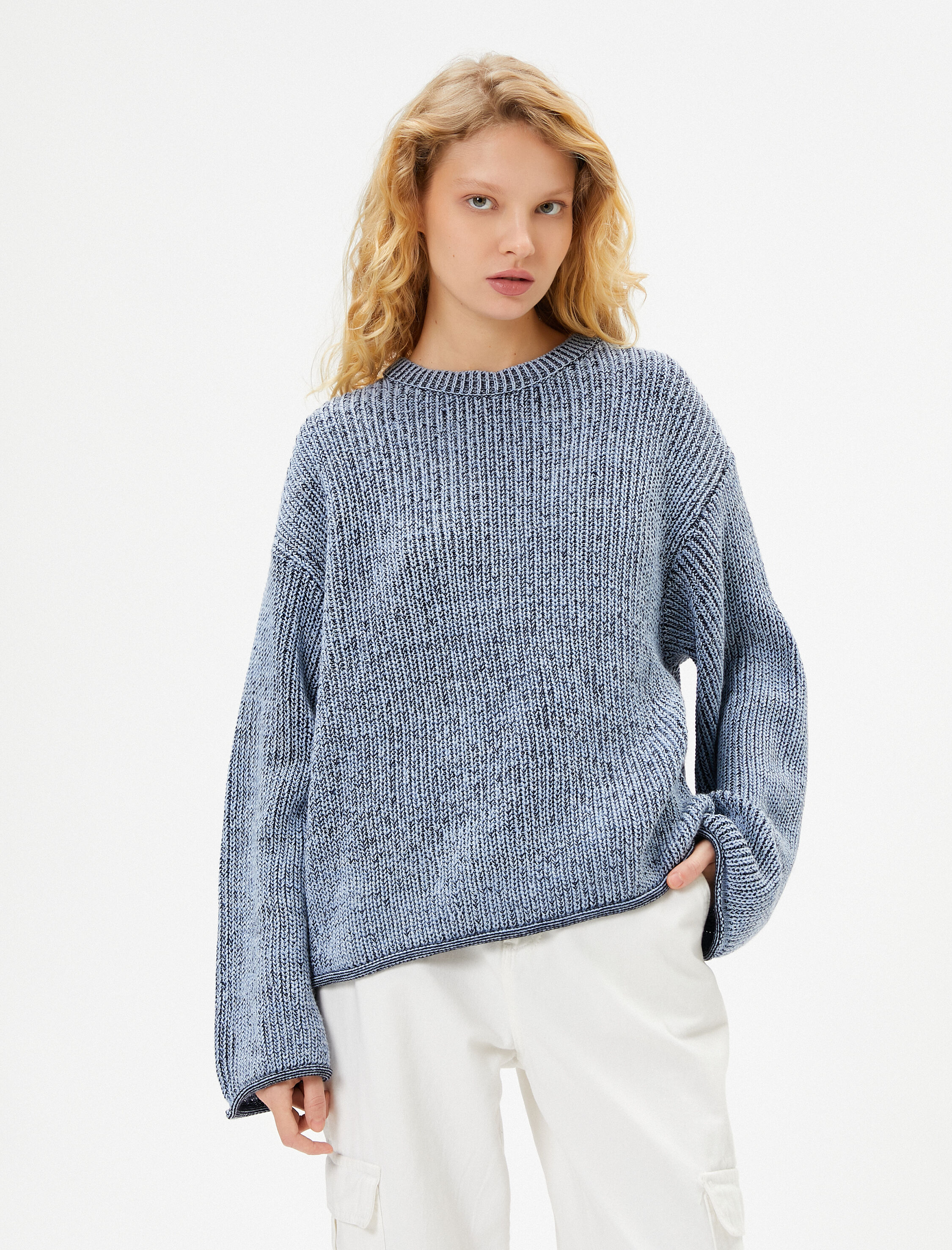   Triko Kazak Geniş Uzun Kollu Bisiklet Yaka