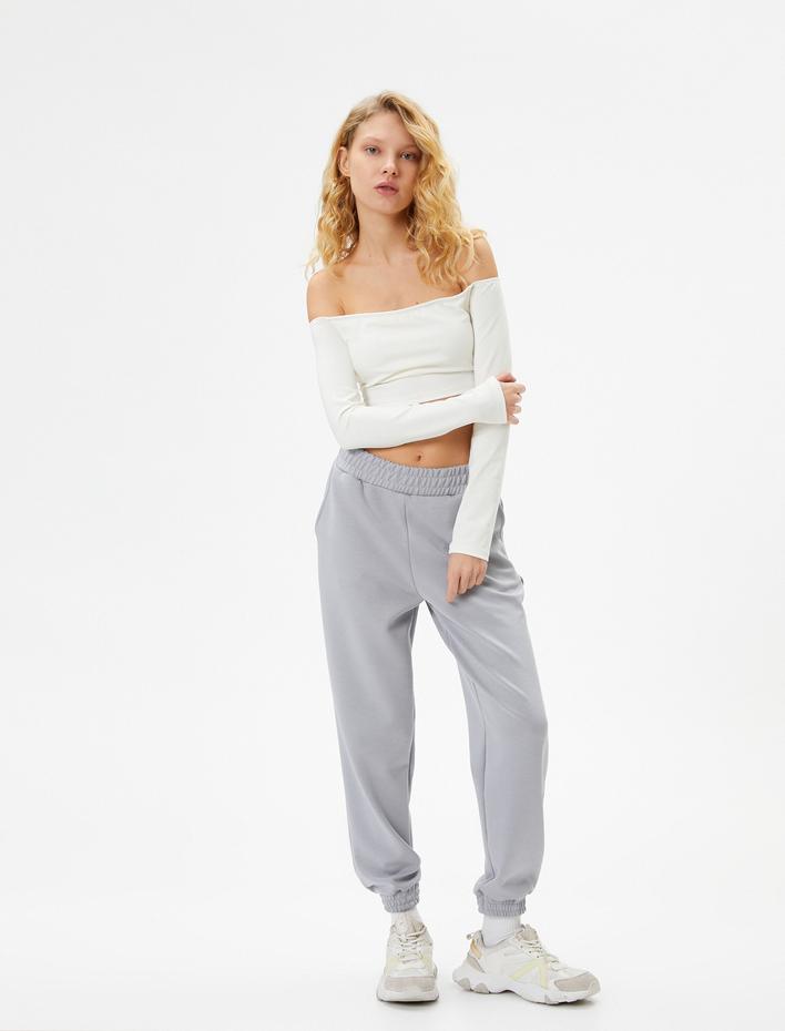  Jogger Spor Eşofman Altı Yüksek Bel Cepli Modal Kumaş Yumuşak Tuşe Dokulu