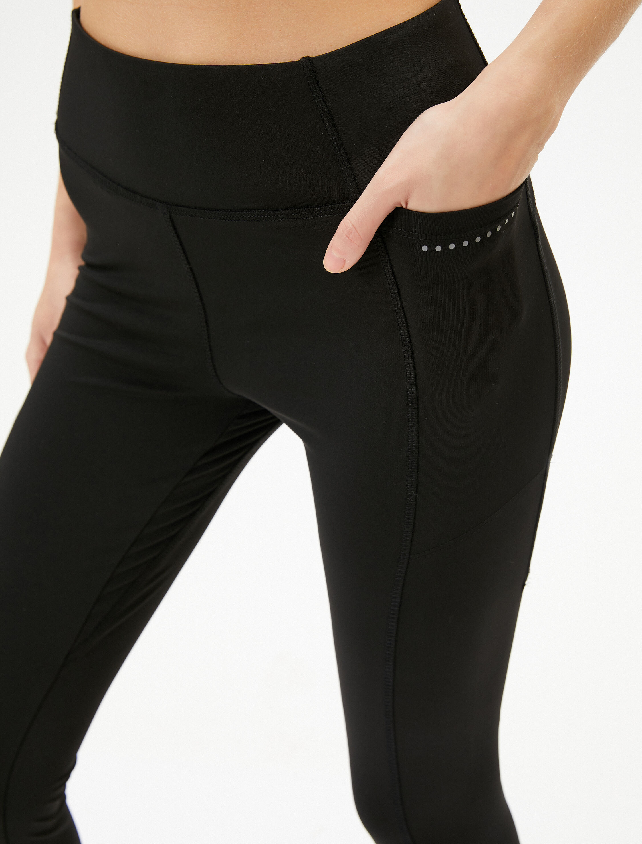   Cepli Yüksek Bel Spor Tayt Dikiş Detaylı