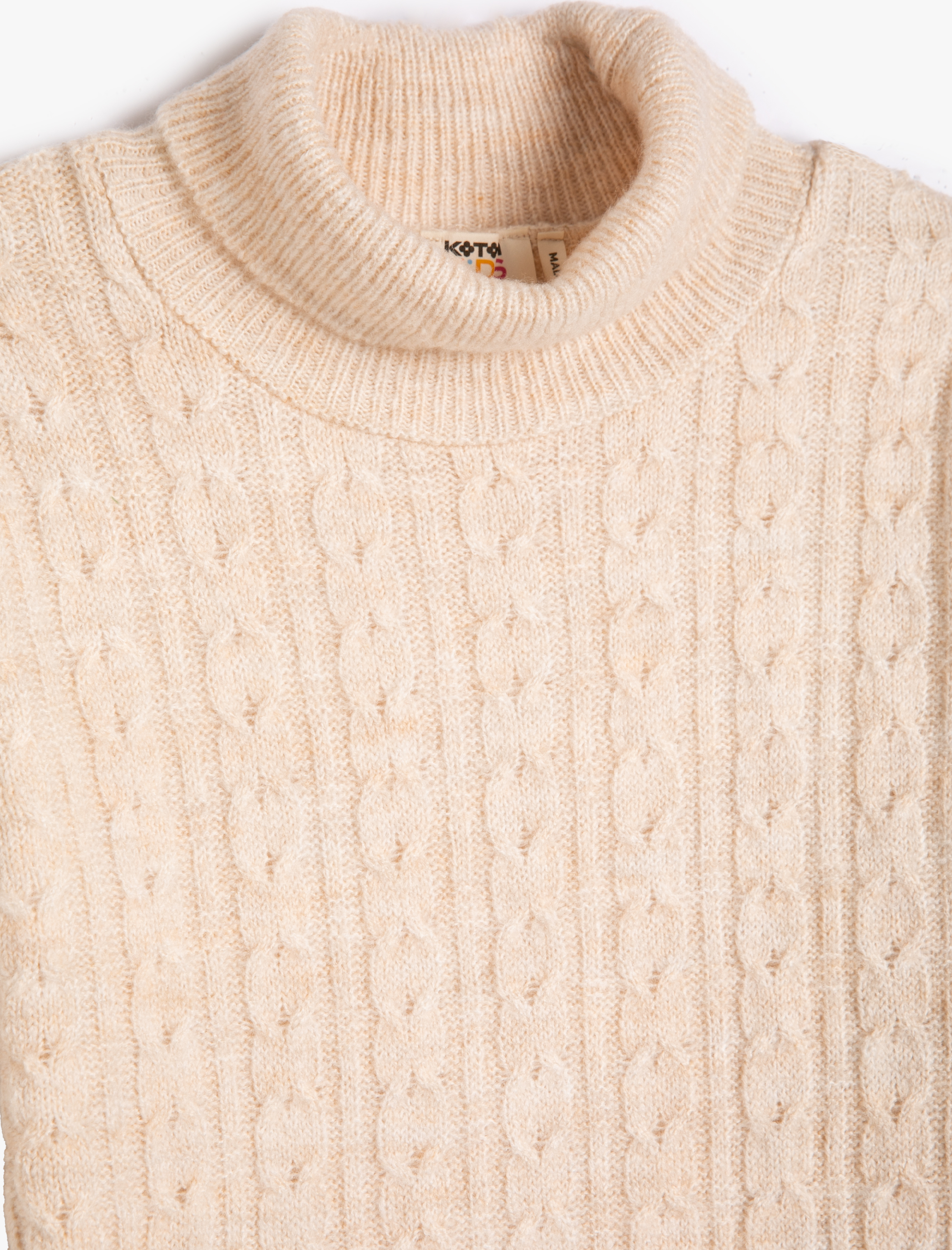  Kız Çocuk Balıkçı Yaka Kazak Saç Örgü Detaylı Uzun Kollu Yumuşak Dokulu