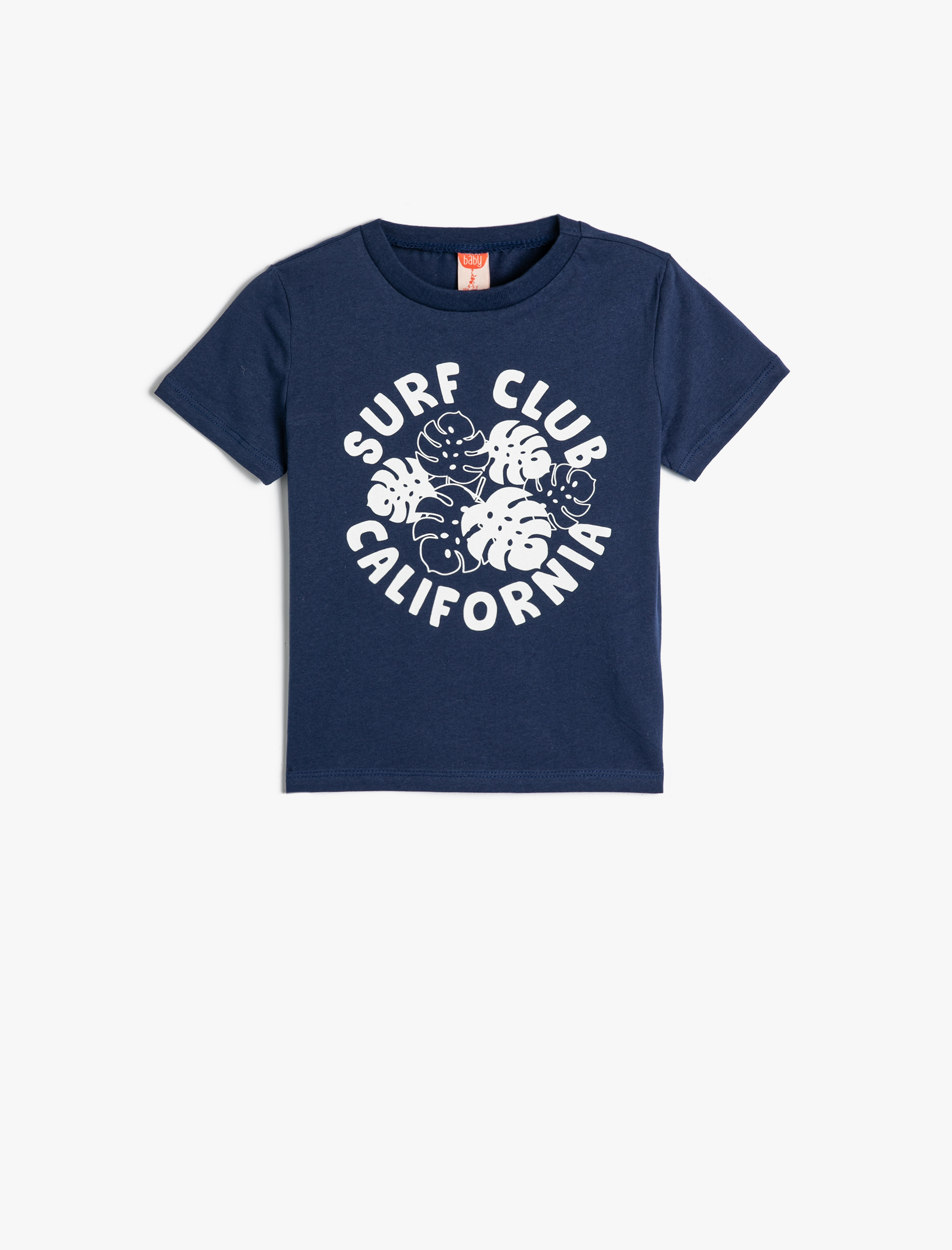  Erkek Bebek Tişört Baskı Detaylı Kısa Kollu Bisiklet Yaka Pamuklu