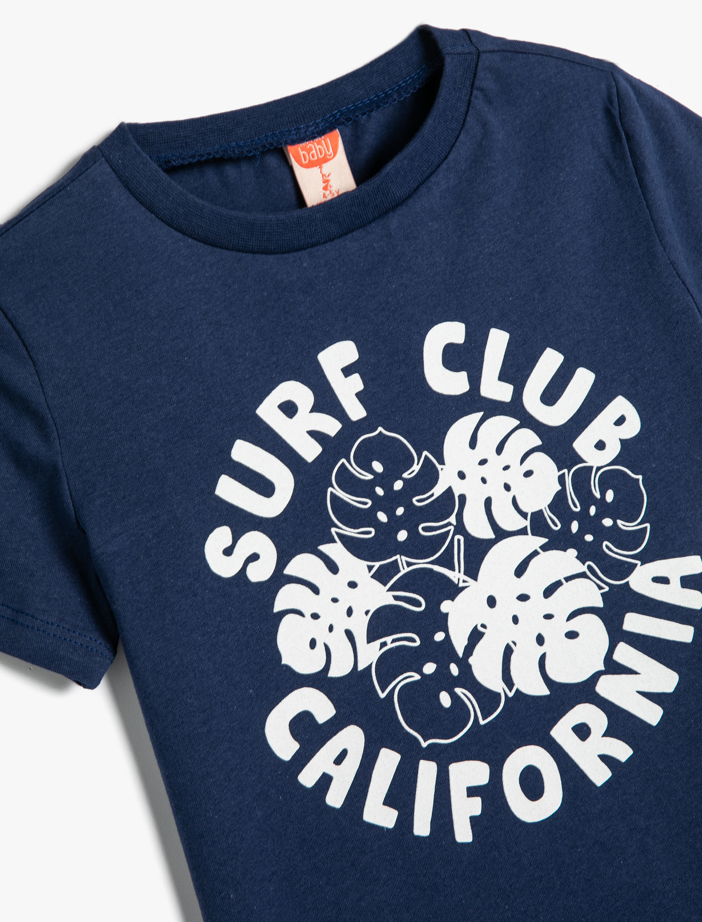  Erkek Bebek Tişört Baskı Detaylı Kısa Kollu Bisiklet Yaka Pamuklu