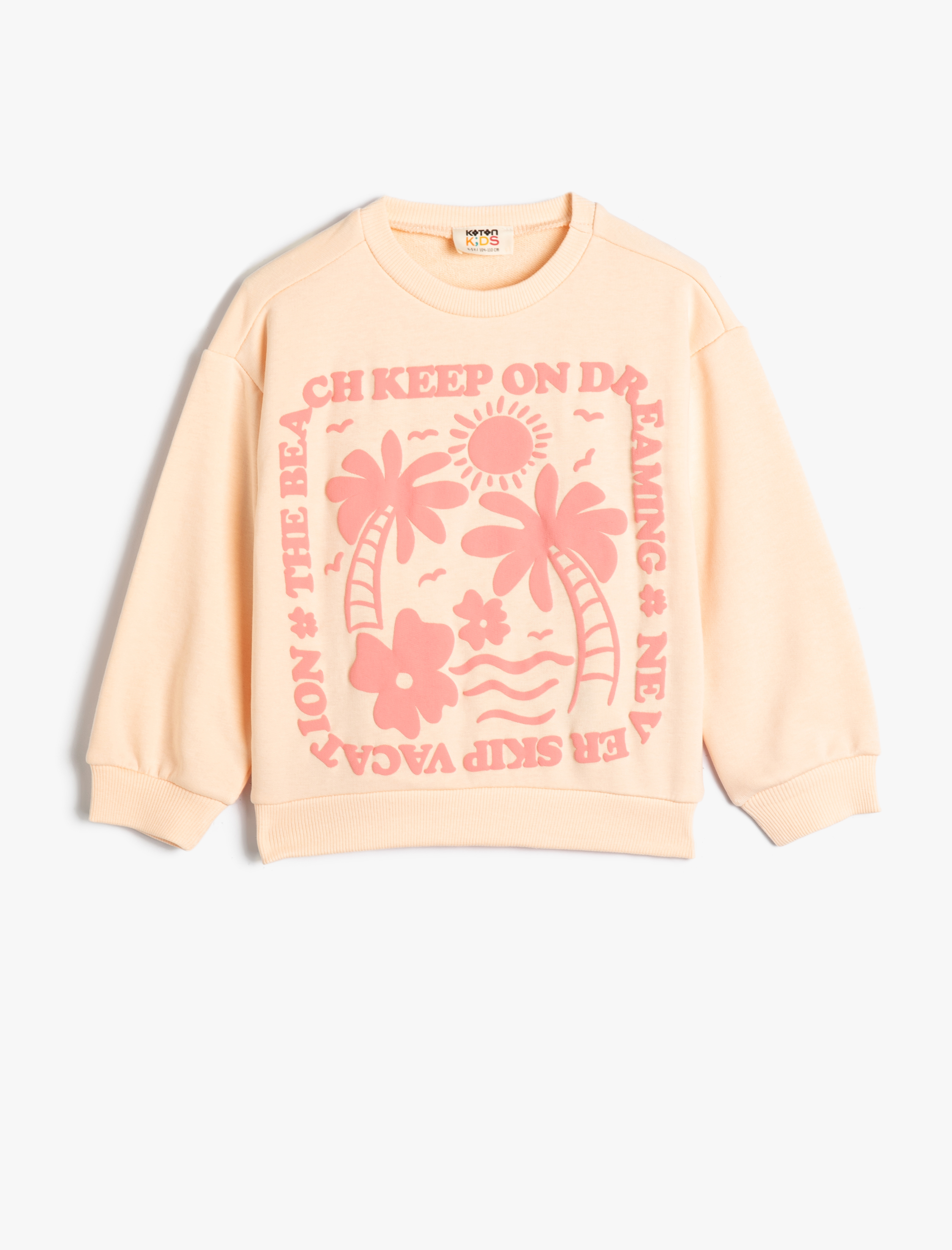  Kız Çocuk Sweatshirt Uzun Kollu Bisiklet Yaka Yaz Temalı Pamuklu