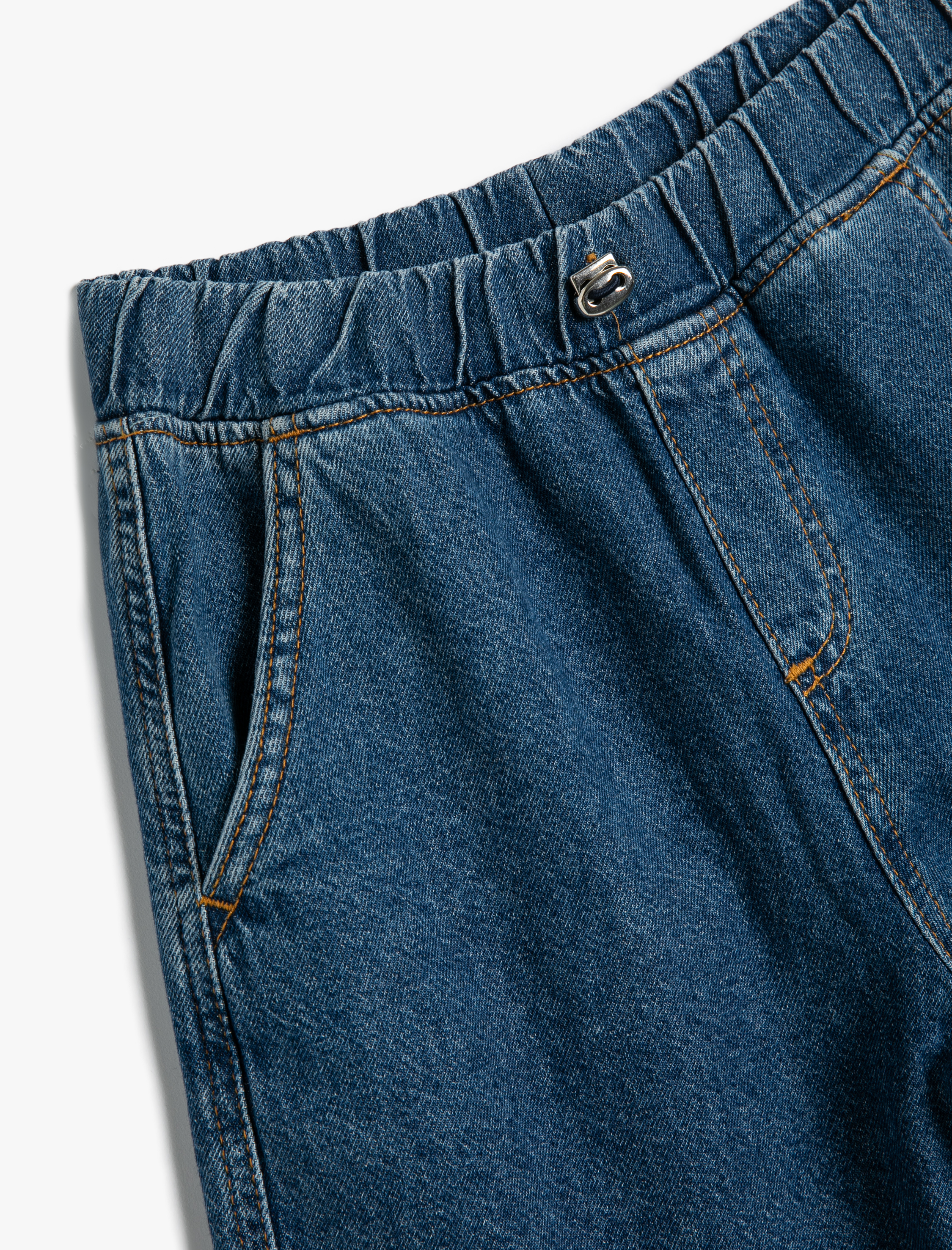  Kız Çocuk Paraşüt Jogger Kot Pantolon Pamuklu Beli Lastikli Cepli - Parachute Jean