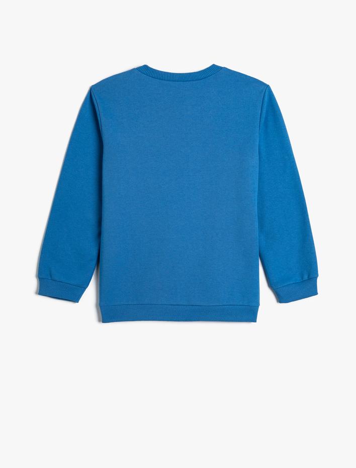 Erkek Çocuk Sweatshirt Uzun Kollu Bisiklet Yaka Beyzbol Baskılı Şardonlu