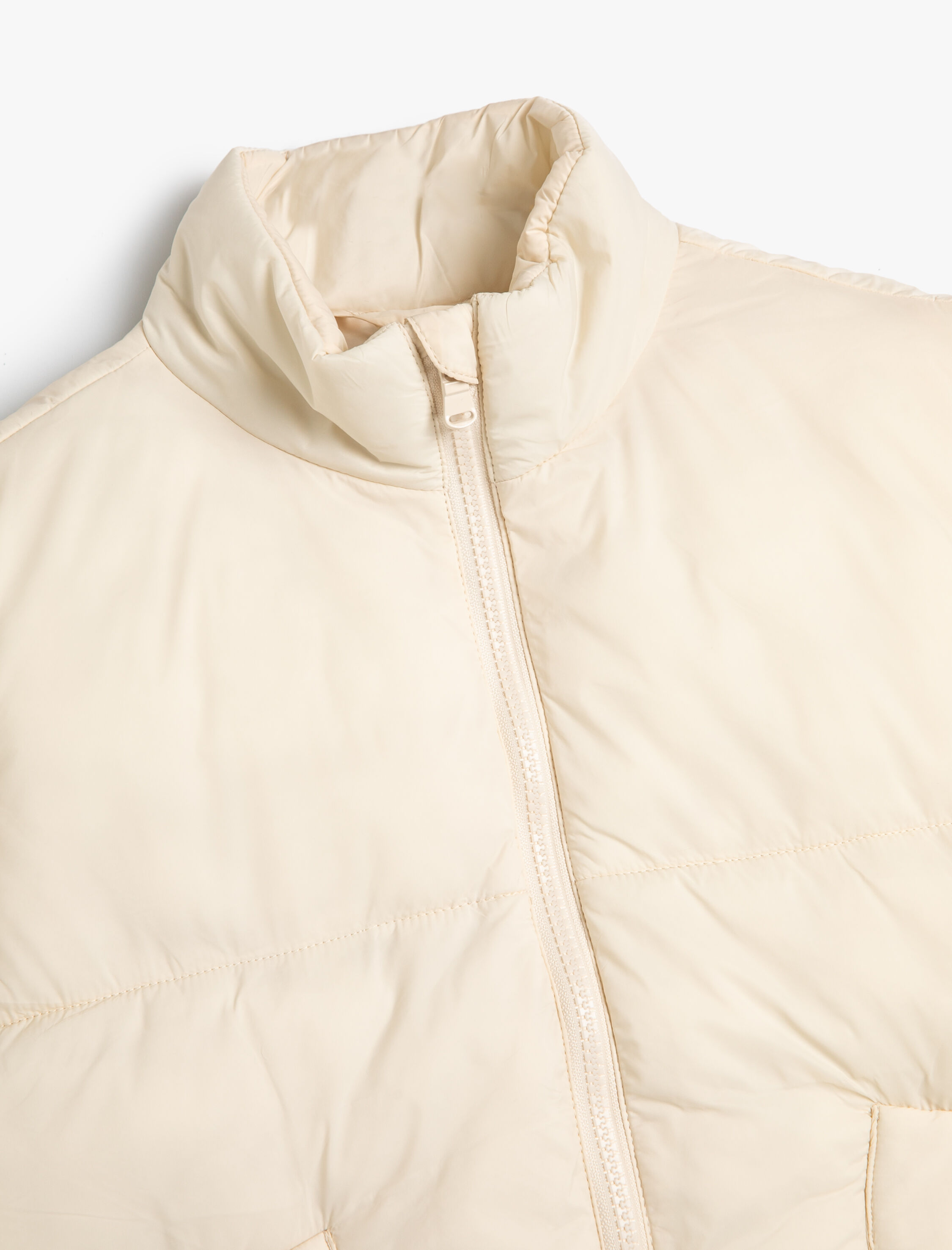  Kız Çocuk Şişme Yelek Dik Yaka Fermuarlı Cepli