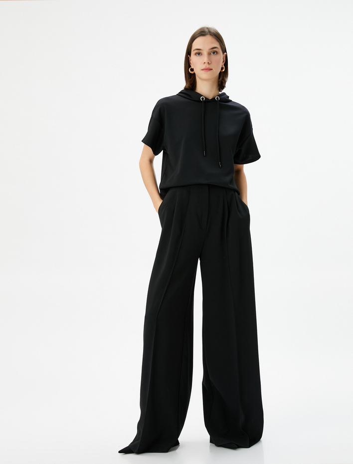  Kapşonlu Sweatshirt Kısa Kollu Regular Fit