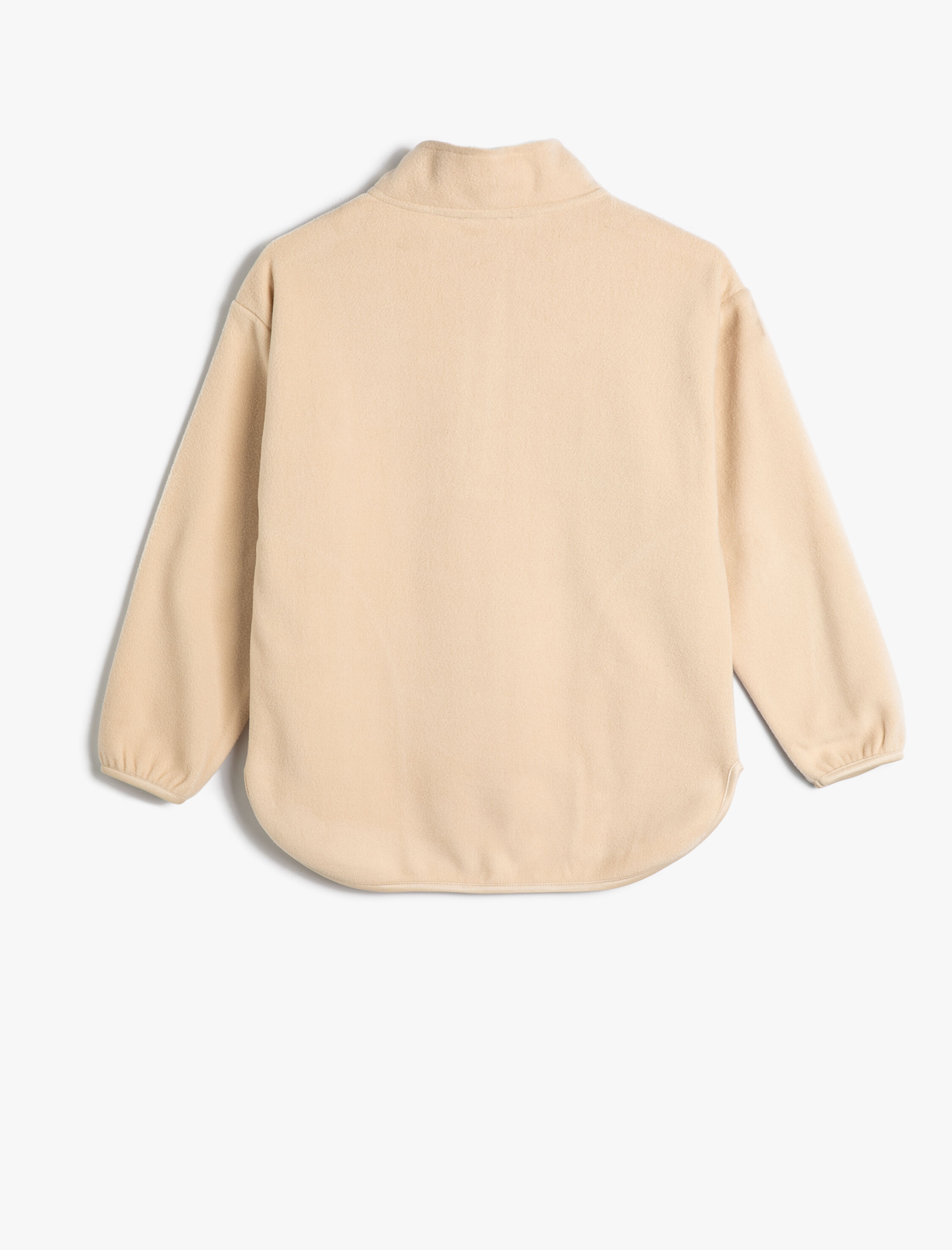  Kız Çocuk Polar Sweatshirt Dik Yaka Yarım Fermuarlı