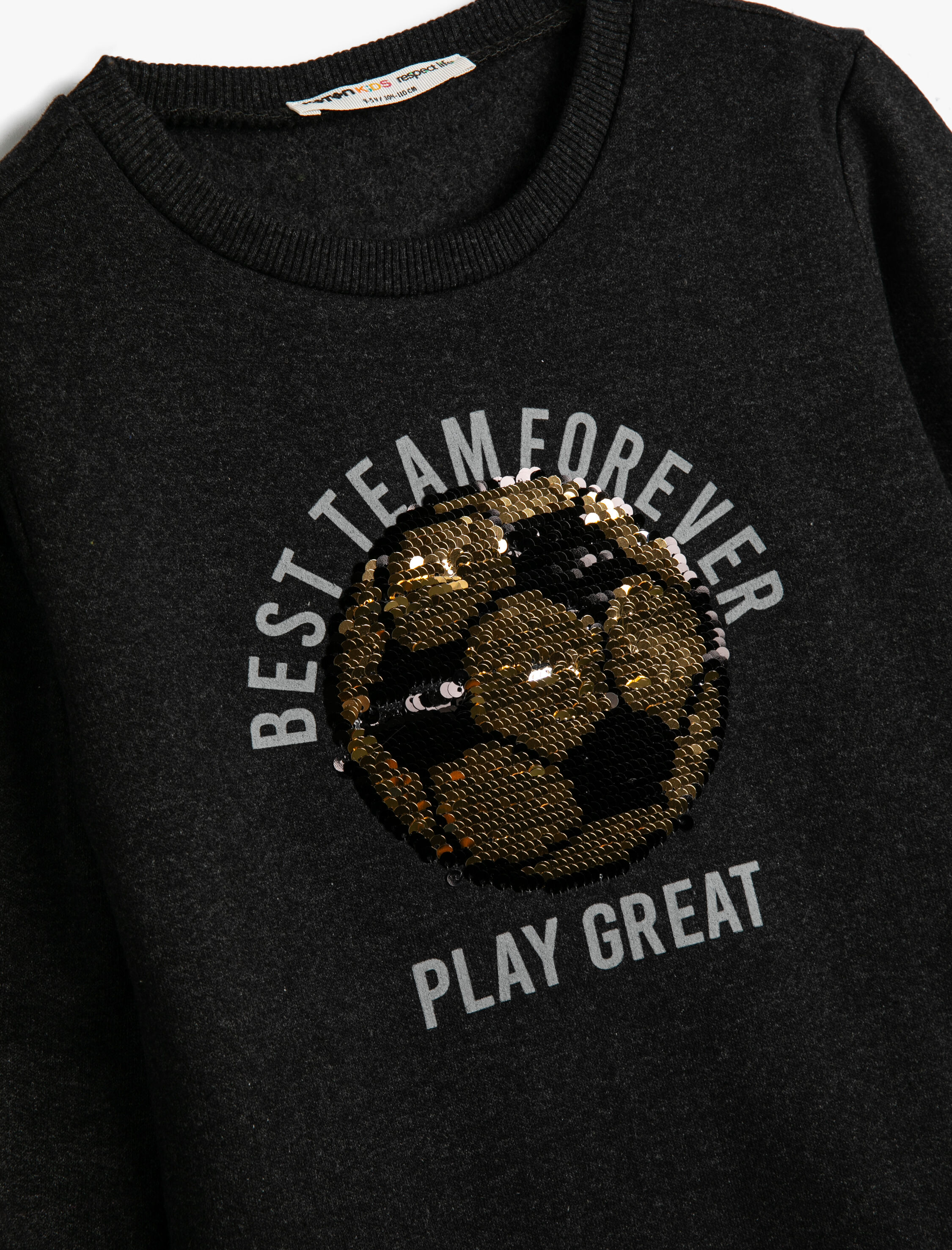  Erkek Çocuk Sweatshirt Futbol Baskılı Uzun Kollu Bisiklet Yaka Şardonlu