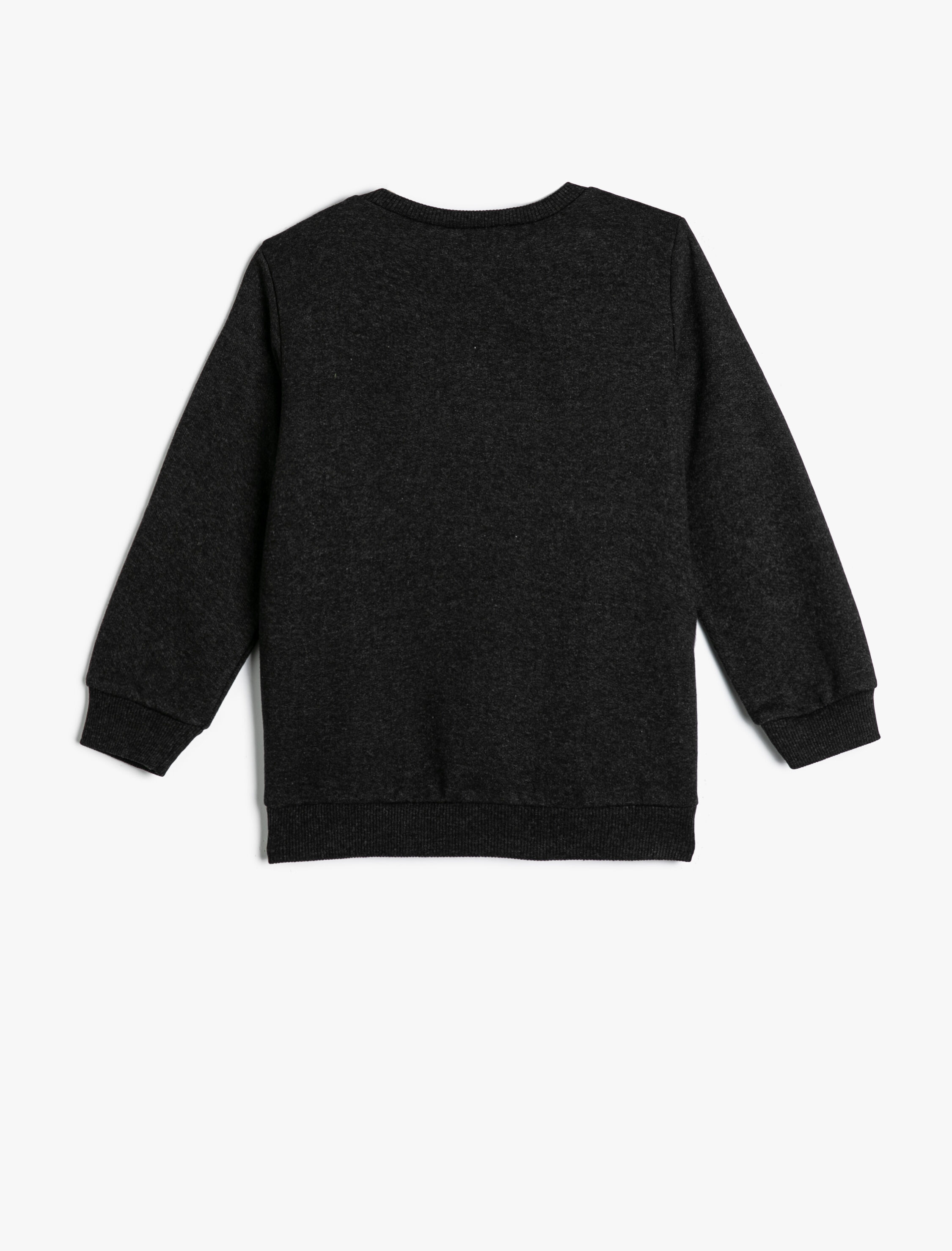  Erkek Çocuk Sweatshirt Futbol Baskılı Uzun Kollu Bisiklet Yaka Şardonlu