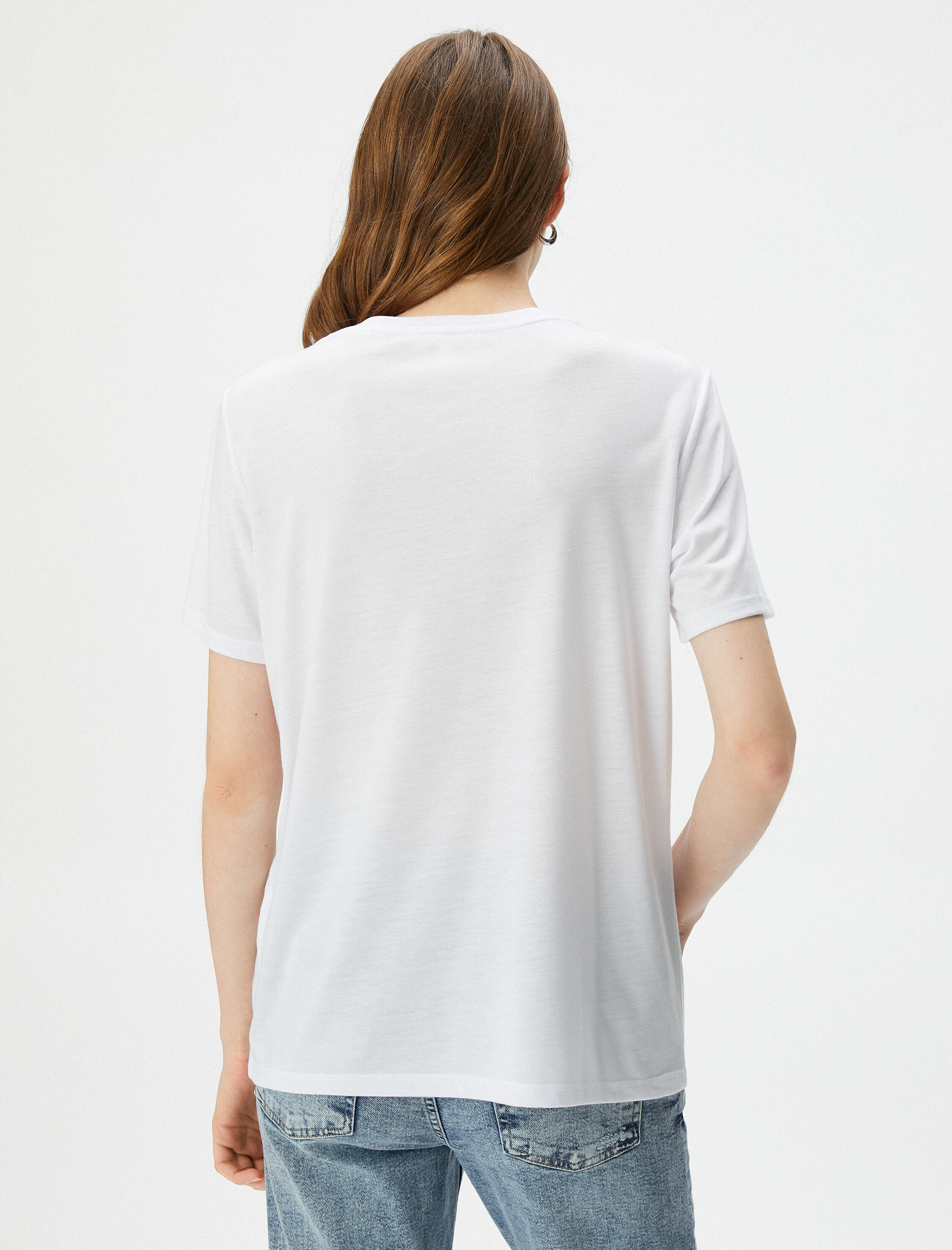   Baskılı Tişört Kısa Kollu Bisiklet Yaka Viskon Karışımlı Regular Fit