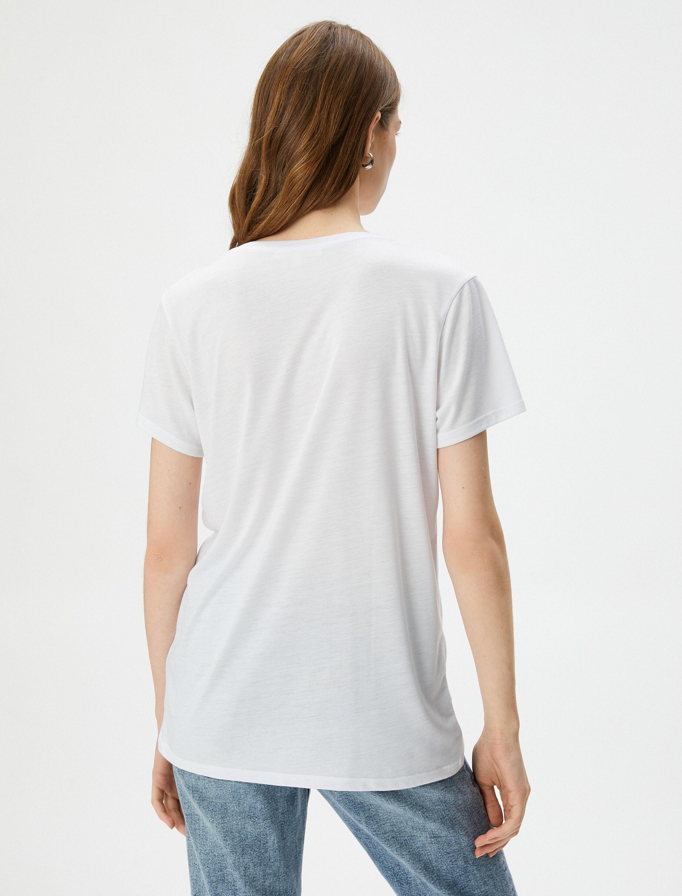   Baskılı Tişört Kısa Kollu Bisiklet Yaka Viskon Karışımlı Regular Fit