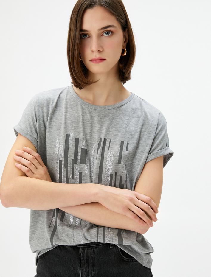  Baskılı Tişört Kısa Kollu Bisiklet Yaka Regular Fit