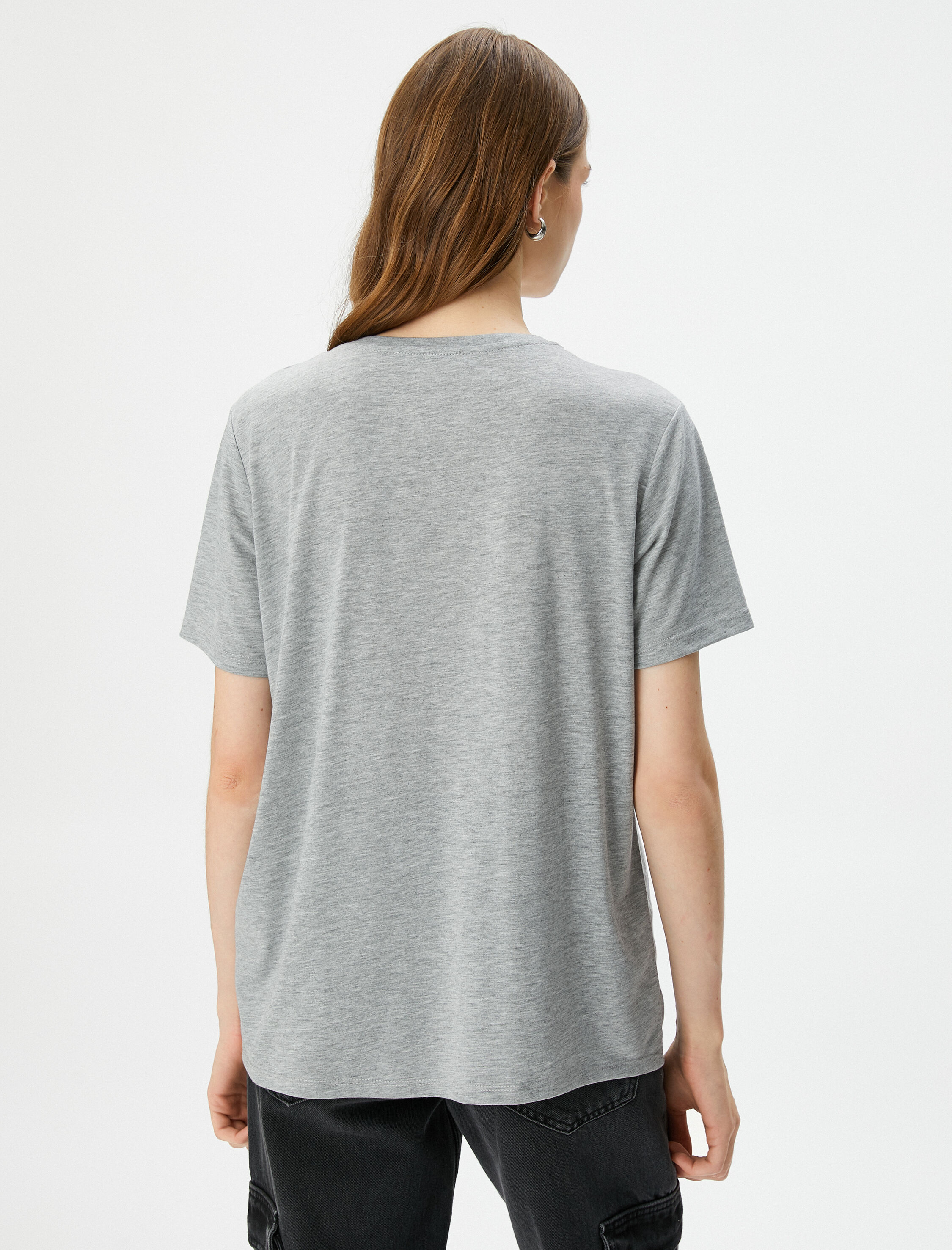   Baskılı Tişört Kısa Kollu Bisiklet Yaka Viskon Karışımlı Regular Fit