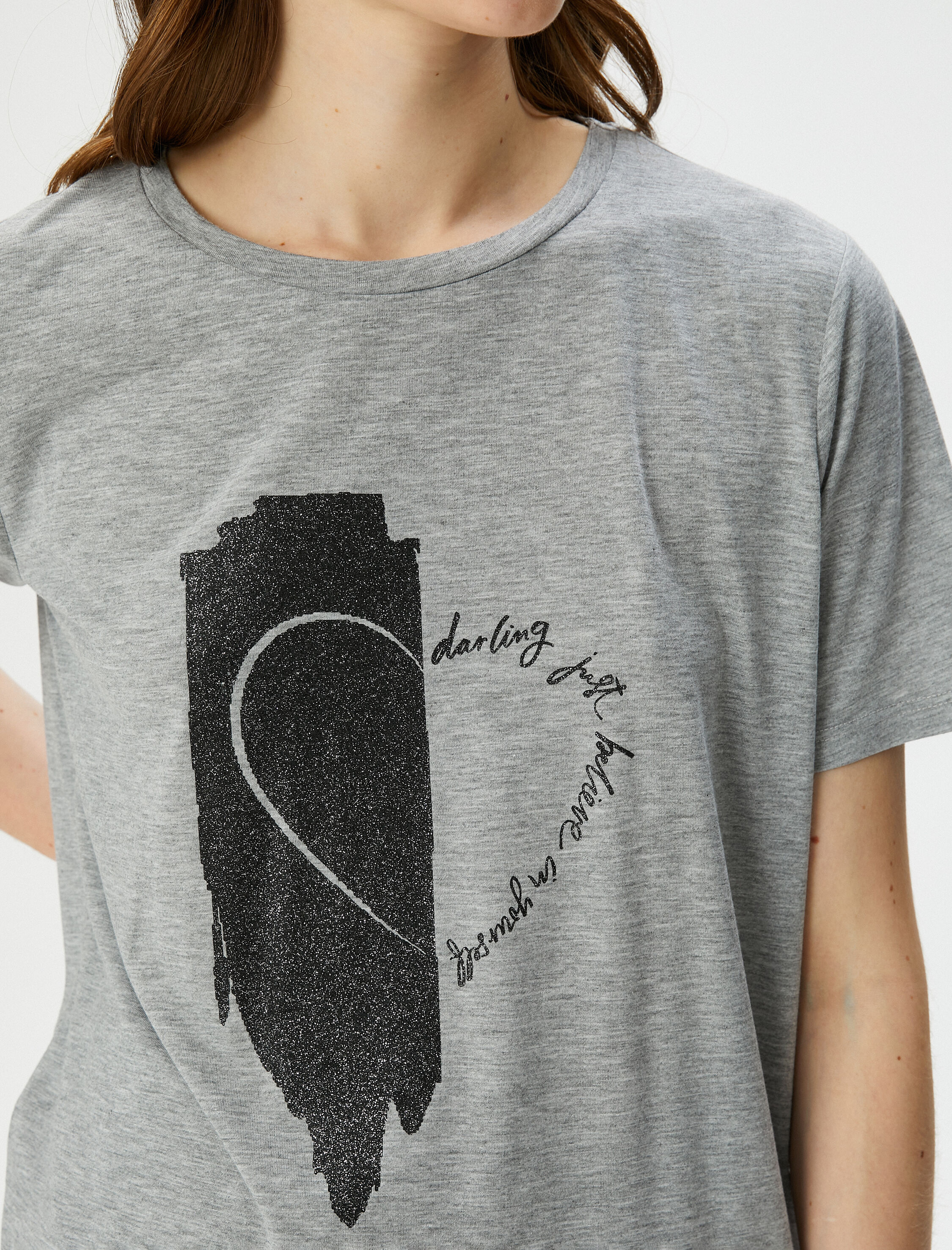   Baskılı Tişört Kısa Kollu Bisiklet Yaka Viskon Karışımlı Regular Fit