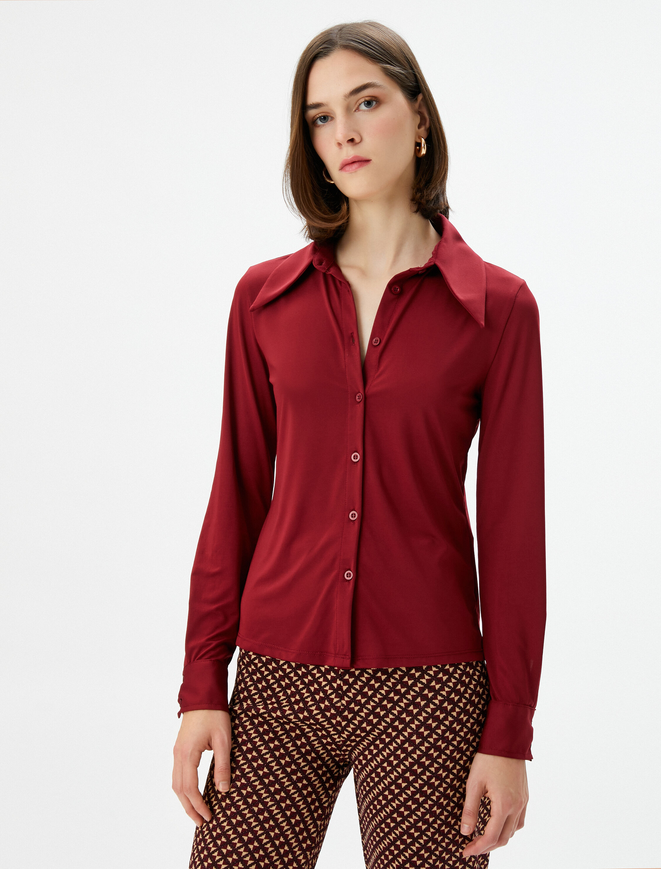   Melis Ağazat X Koton - Uzun Kollu Slim Fit Gömlek