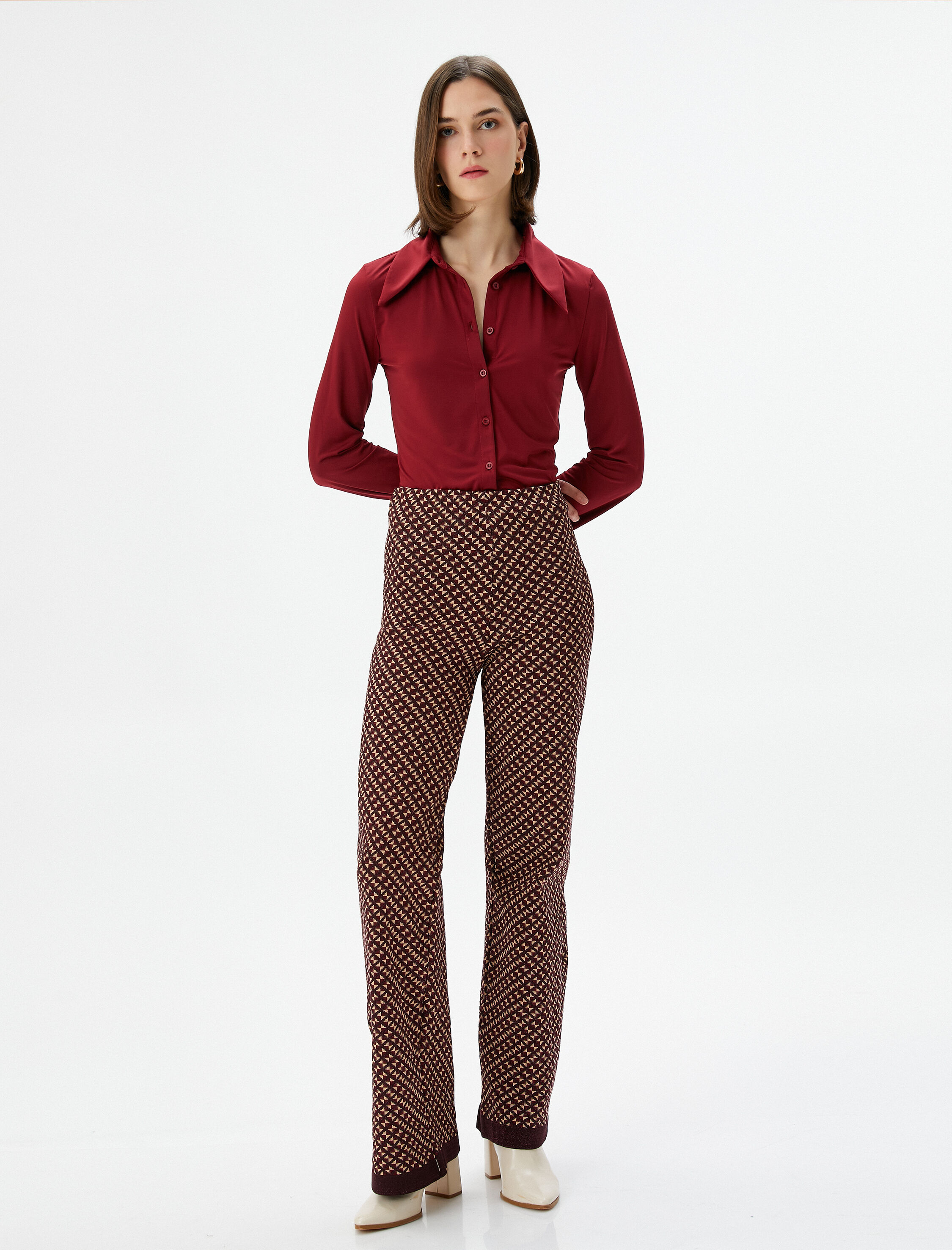   Melis Ağazat X Koton - Uzun Kollu Slim Fit Gömlek