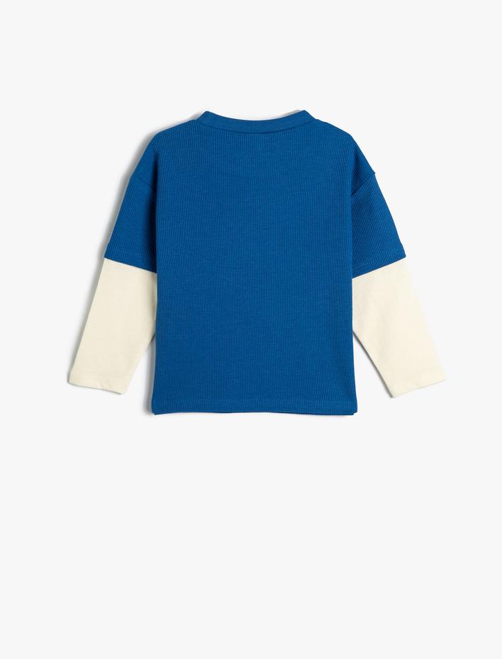 Erkek Bebek Tişört Uzun Kollu Bisiklet Yaka Slogan Baskılı Pamuklu