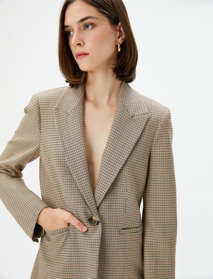  Blazer Ceket Tek Düğmeli Fleto Cepli