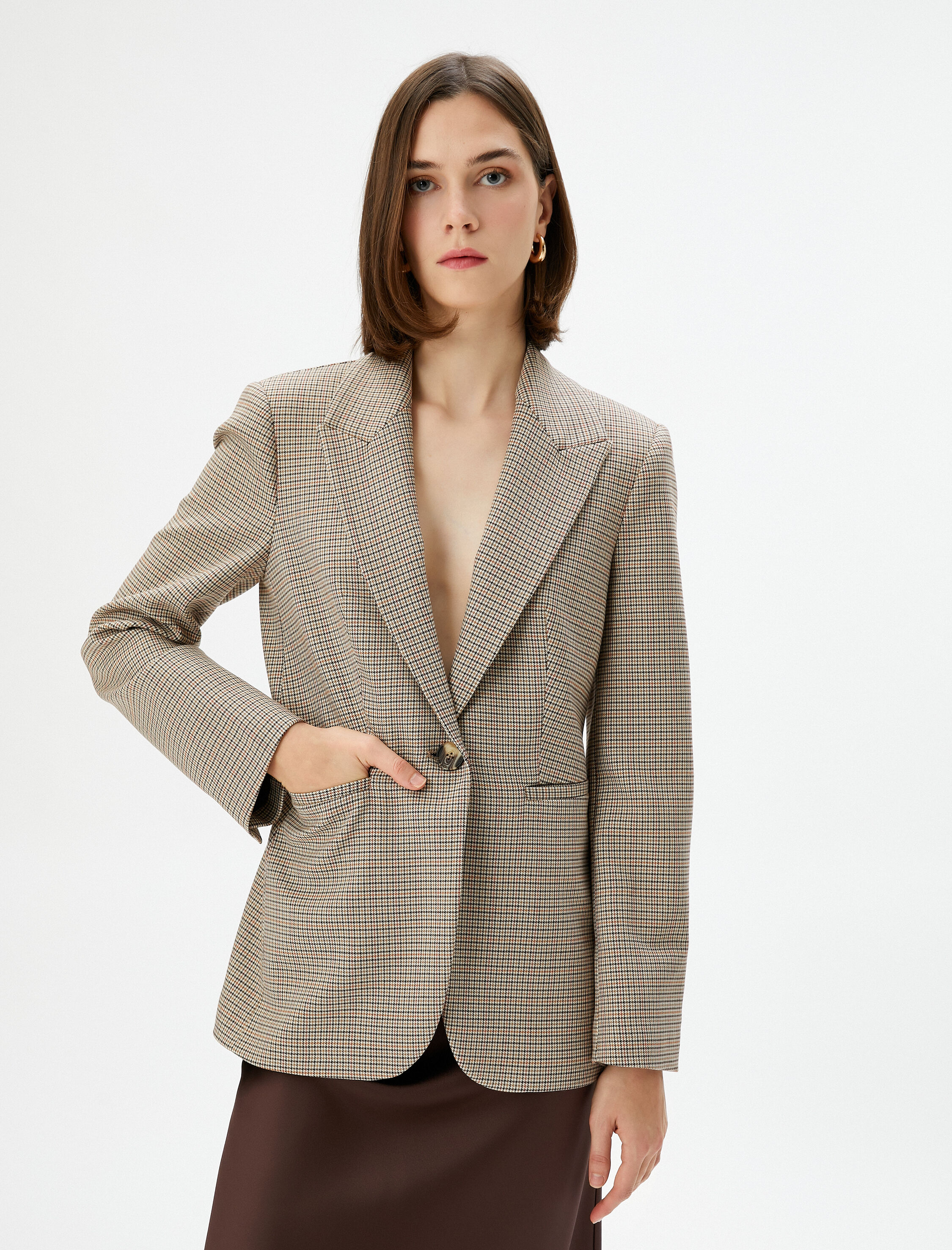   Blazer Ceket Tek Düğmeli Fleto Cepli