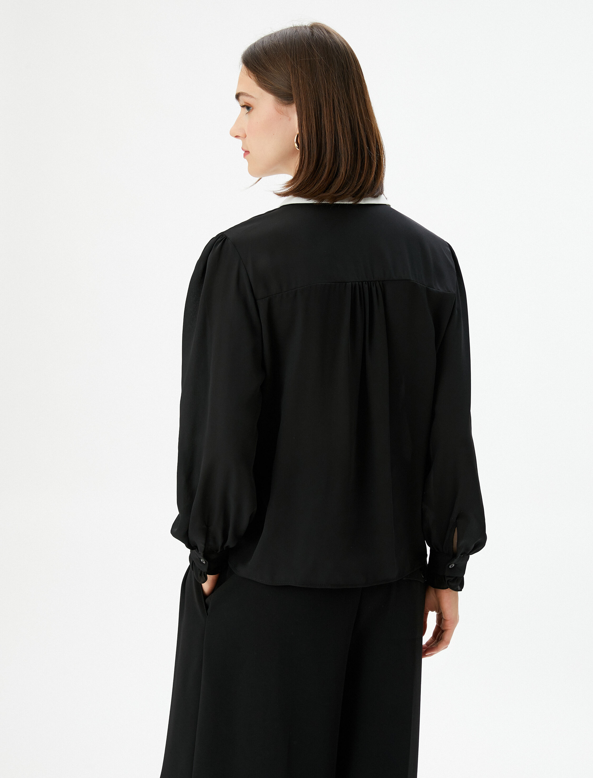   Balon Kol Gömlek Fırfırlı Düğmeli