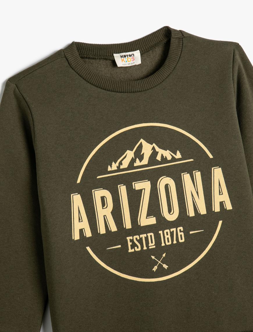  Erkek Çocuk Sweatshirt Arizona Baskılı Şardonlu Bisiklet Yaka