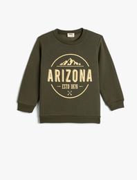 Sweatshirt Arizona Baskılı Şardonlu Bisiklet Yaka