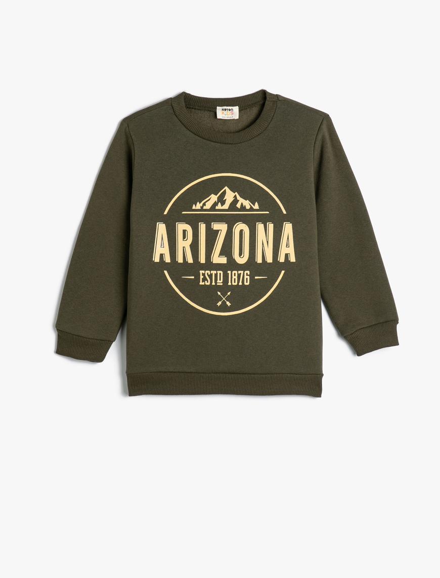  Erkek Çocuk Sweatshirt Arizona Baskılı Şardonlu Bisiklet Yaka