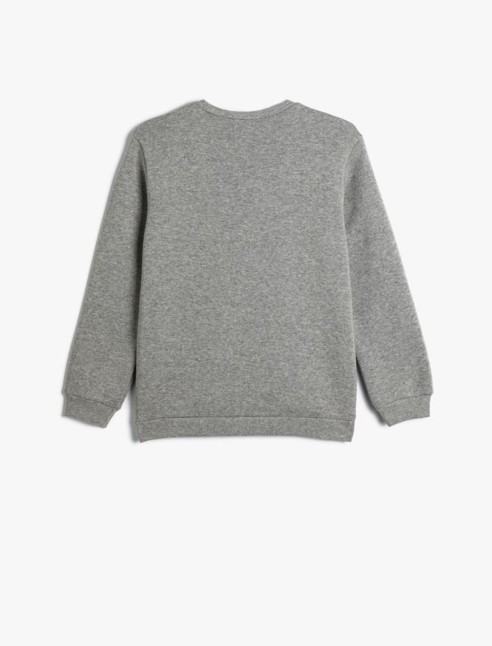 Erkek Çocuk Sweatshirt Uzun Kollu Bisiklet Yaka Şehir Temalı Şardonlu