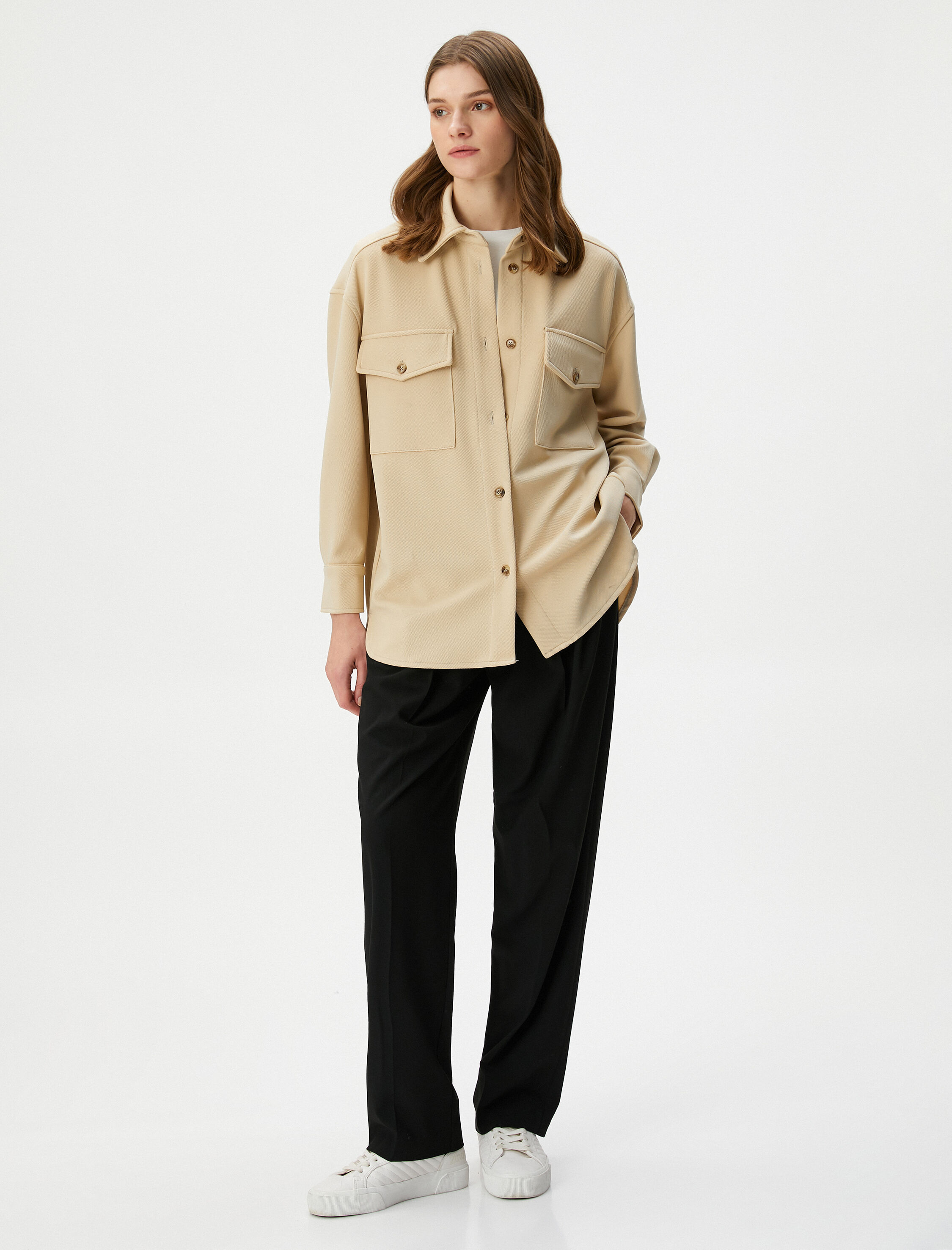   Gömlek Ceket Düğmeli Kapaklı Cepli