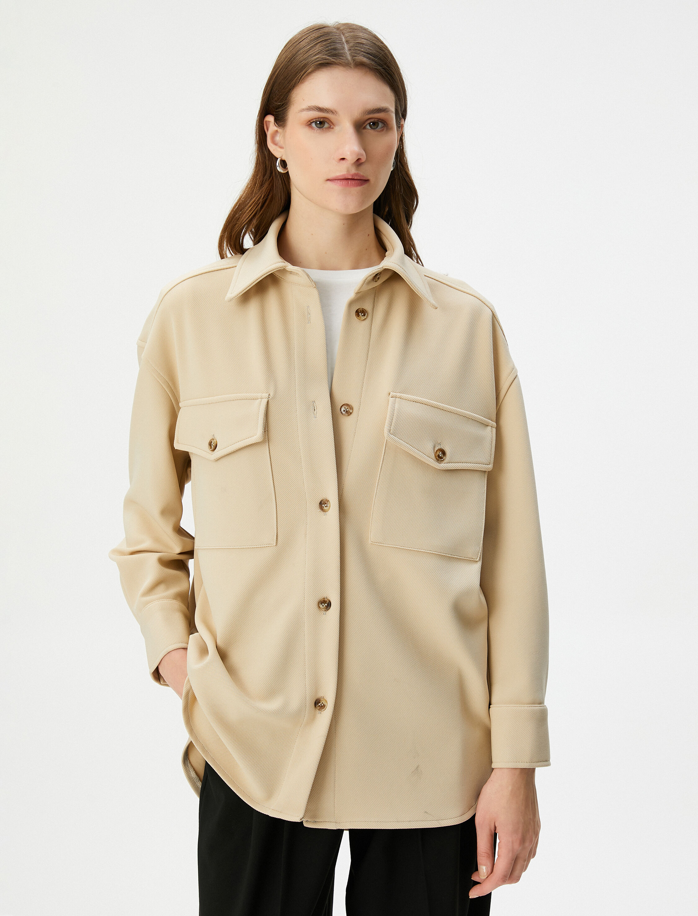   Gömlek Ceket Düğmeli Kapaklı Cepli