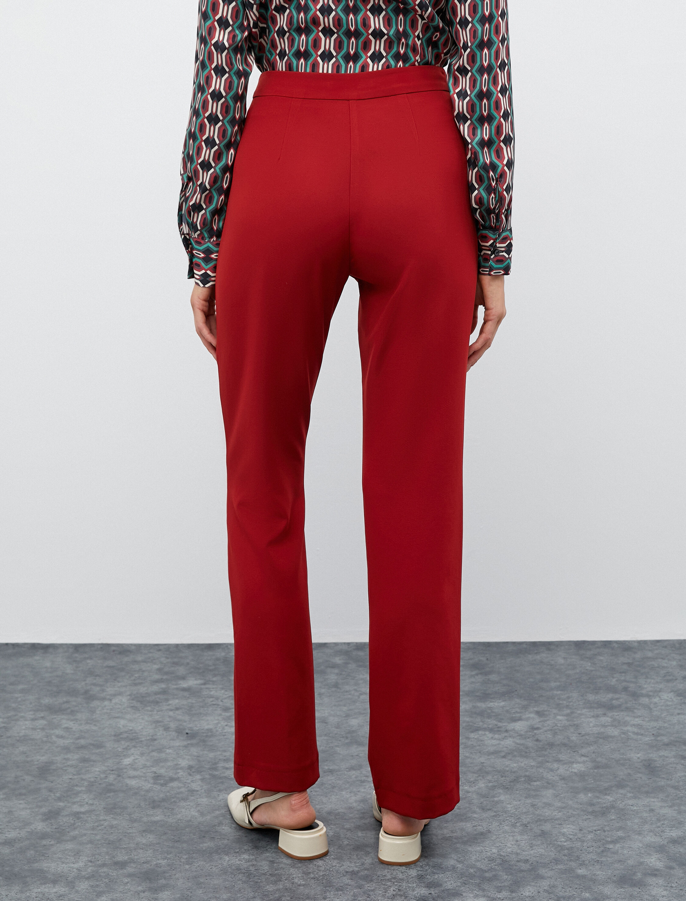   Melis Ağazat X Koton - Yüksek Bel Nervürlü Kumaş Pantolon