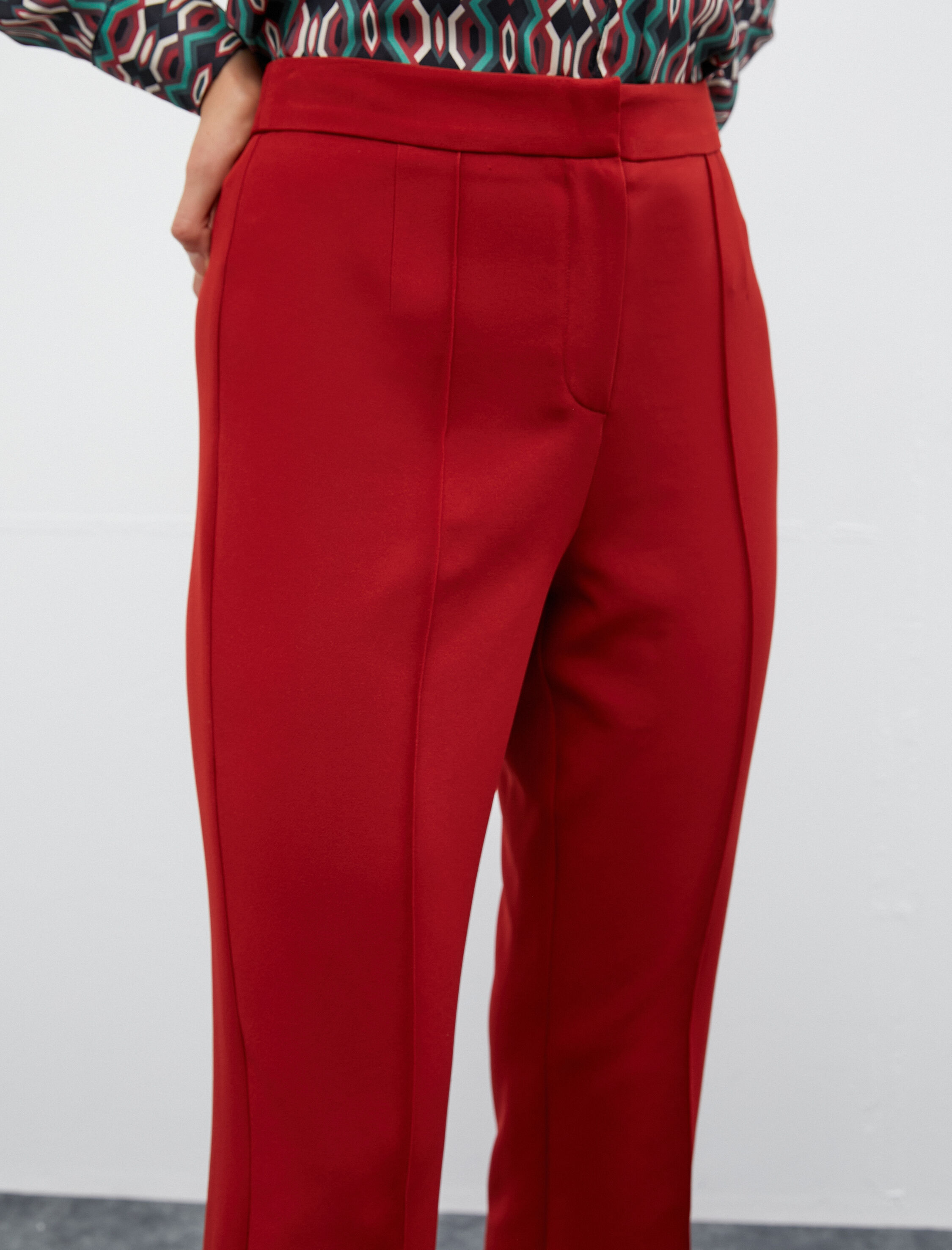   Melis Ağazat X Koton - Yüksek Bel Nervürlü Kumaş Pantolon