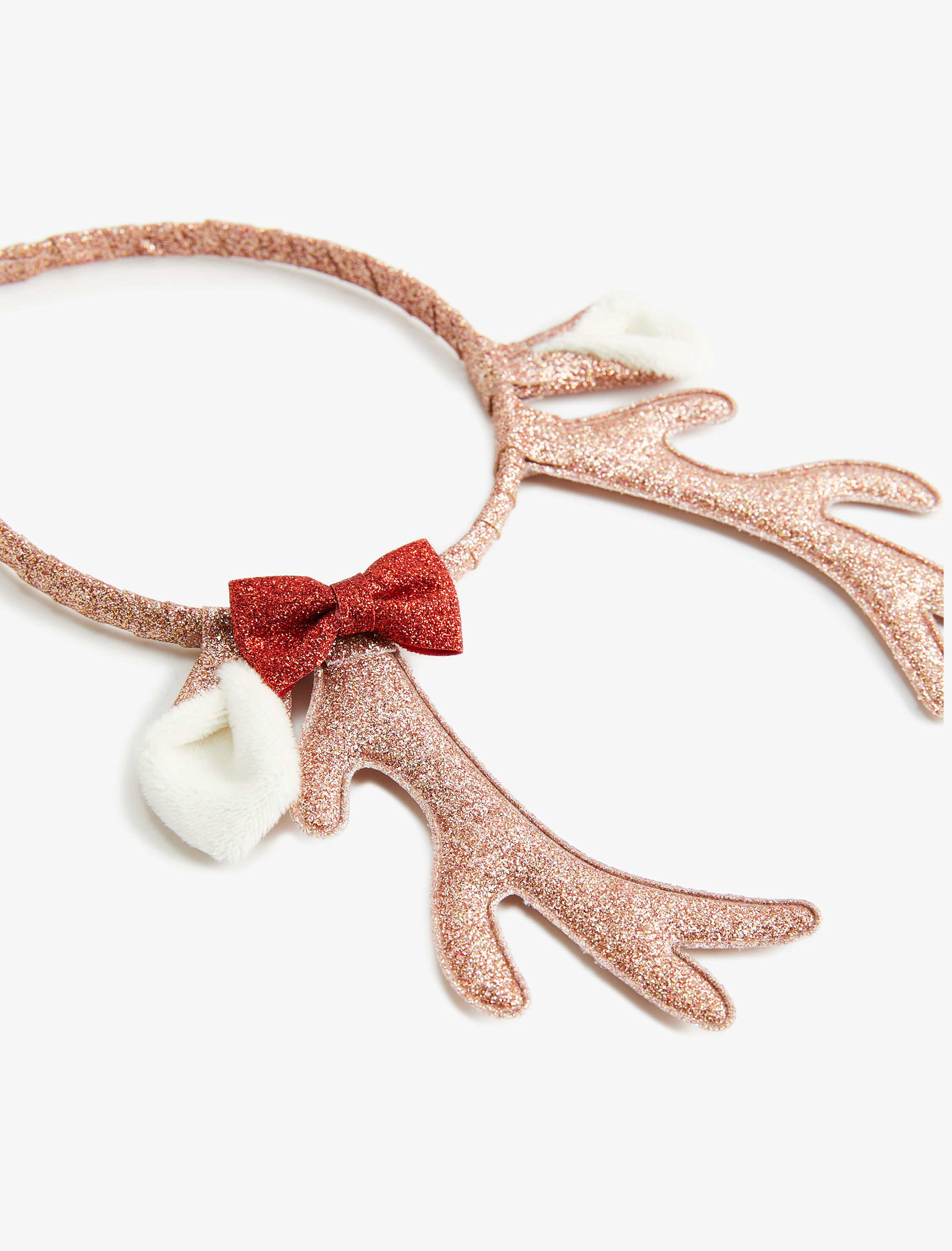  Kız Çocuk Yılbaşı Tacı Simli Kulak ve Geyik Boynuzu Aplikeli