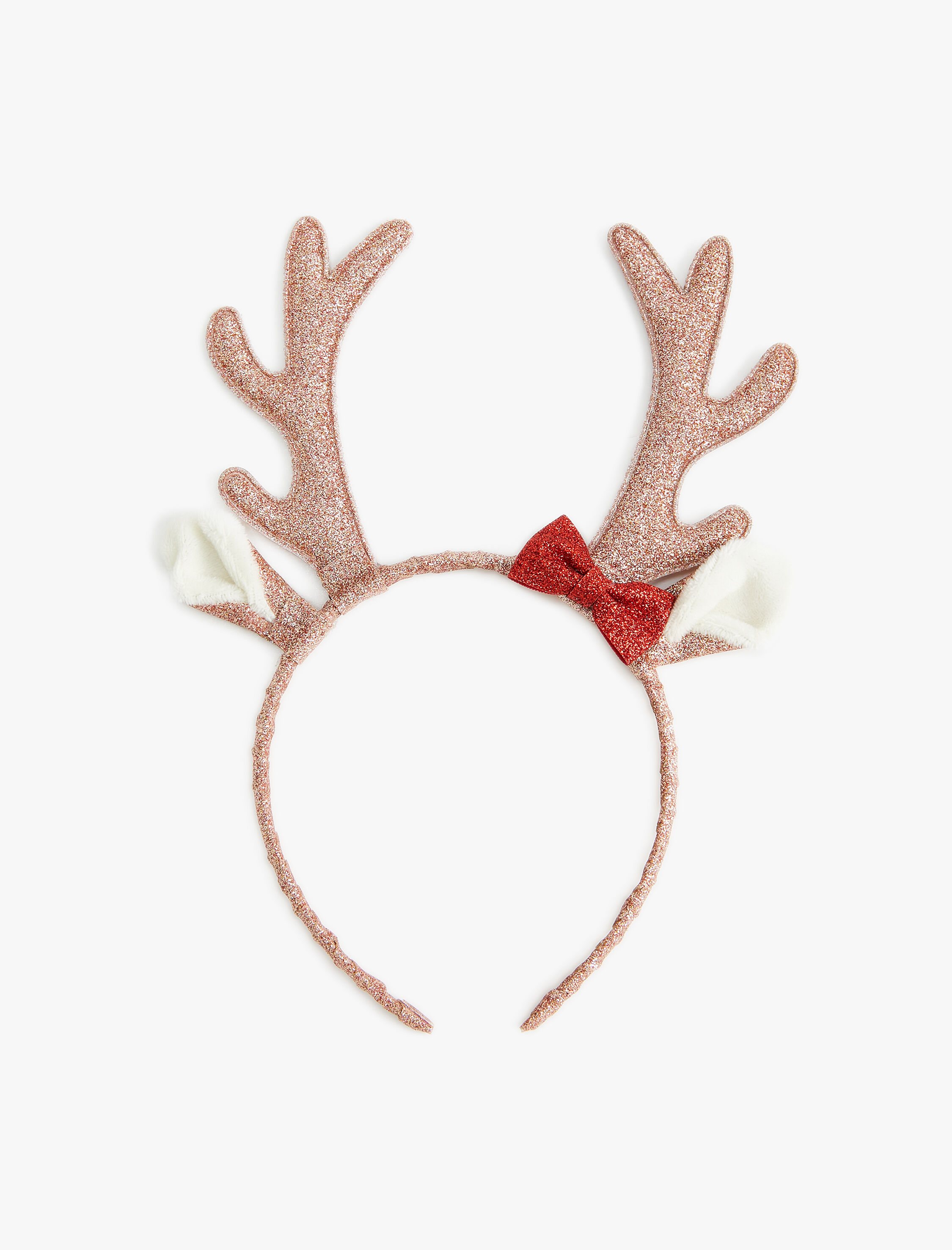  Kız Çocuk Yılbaşı Tacı Simli Kulak ve Geyik Boynuzu Aplikeli