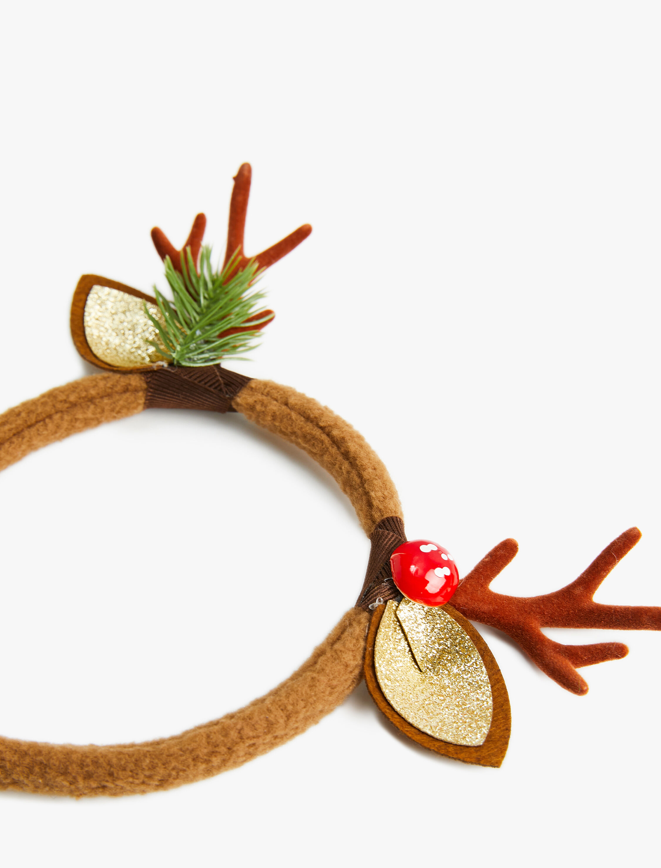  Kız Çocuk Yılbaşı Tacı Simli Geyik Boynuzu ve Çam Aplikeli