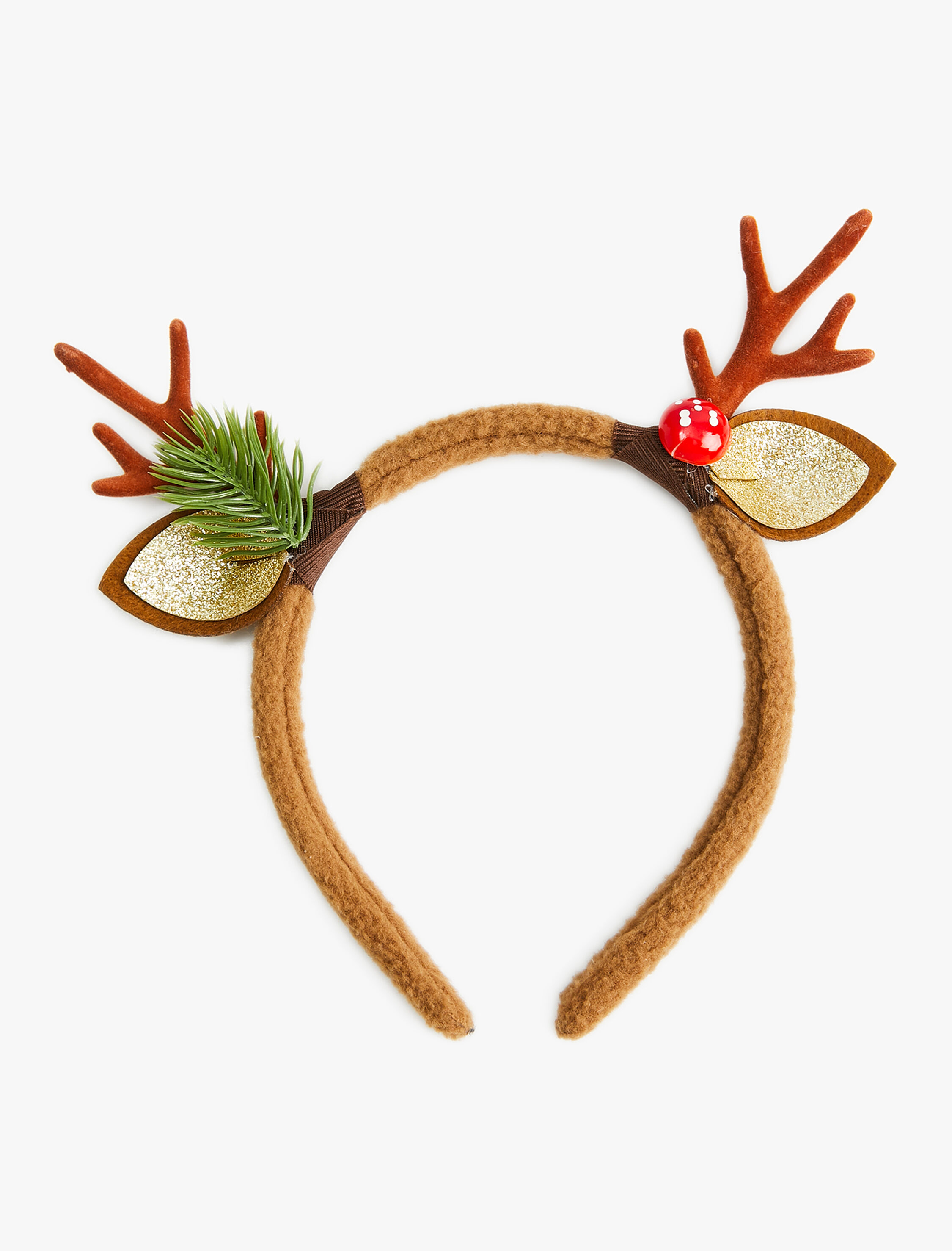  Kız Çocuk Yılbaşı Tacı Simli Geyik Boynuzu ve Çam Aplikeli